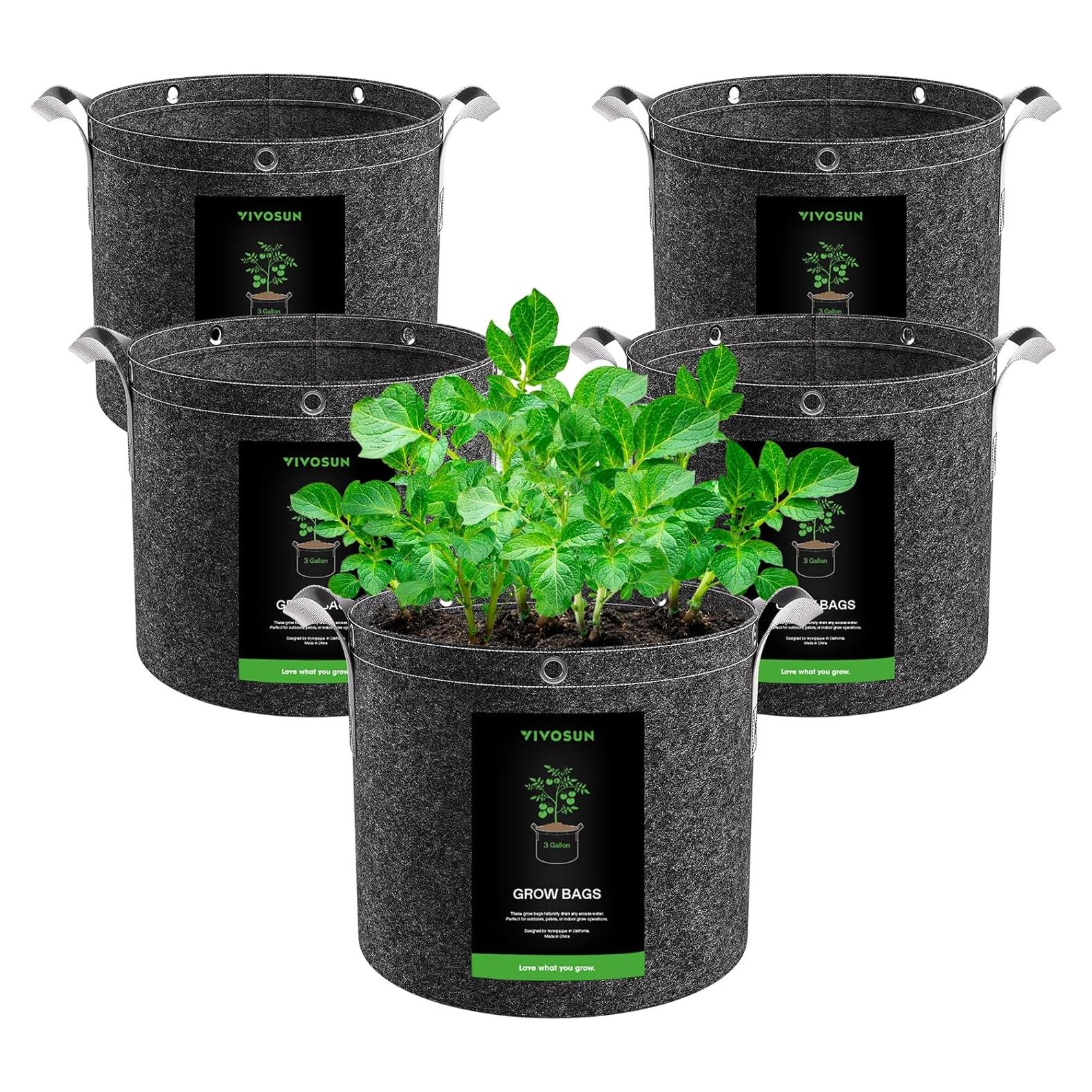 Bolsas de Cultivo VIVOSUN 3 Galones - Paquete de 5 Unidades