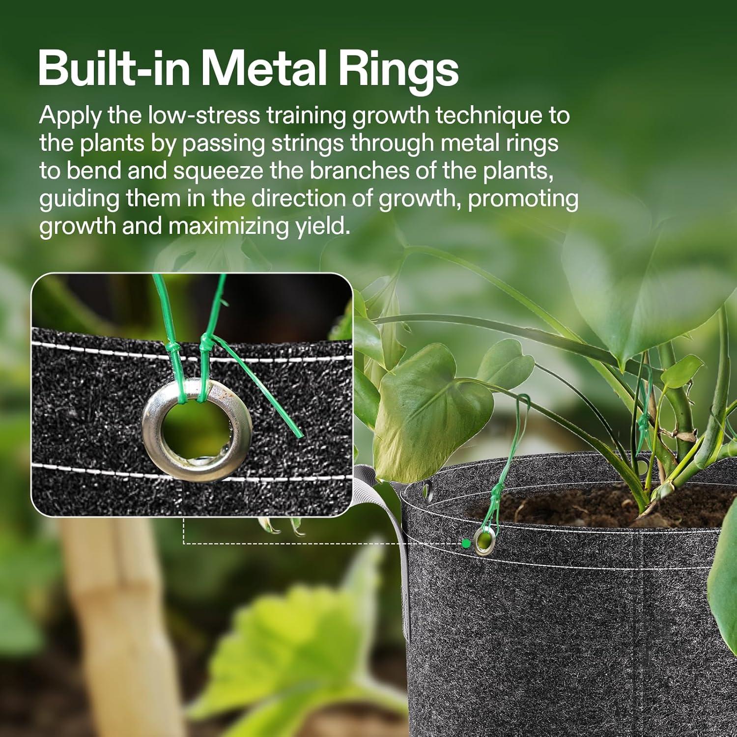 Bolsas de Cultivo VIVOSUN 3 Galones - Paquete de 5 Unidades