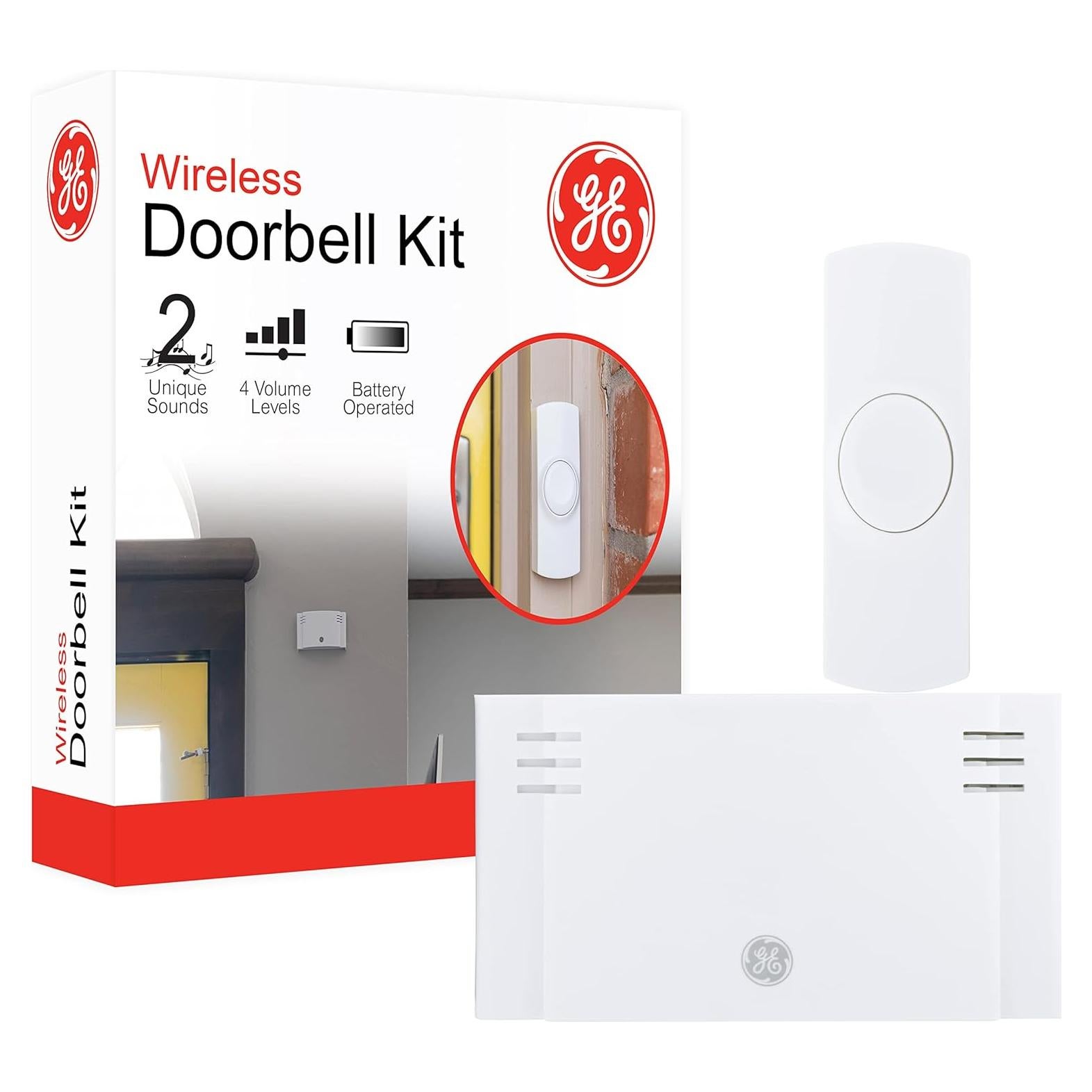 Kit Timbre Inalámbrico GE 2 Melodías 150 Pies Blanco