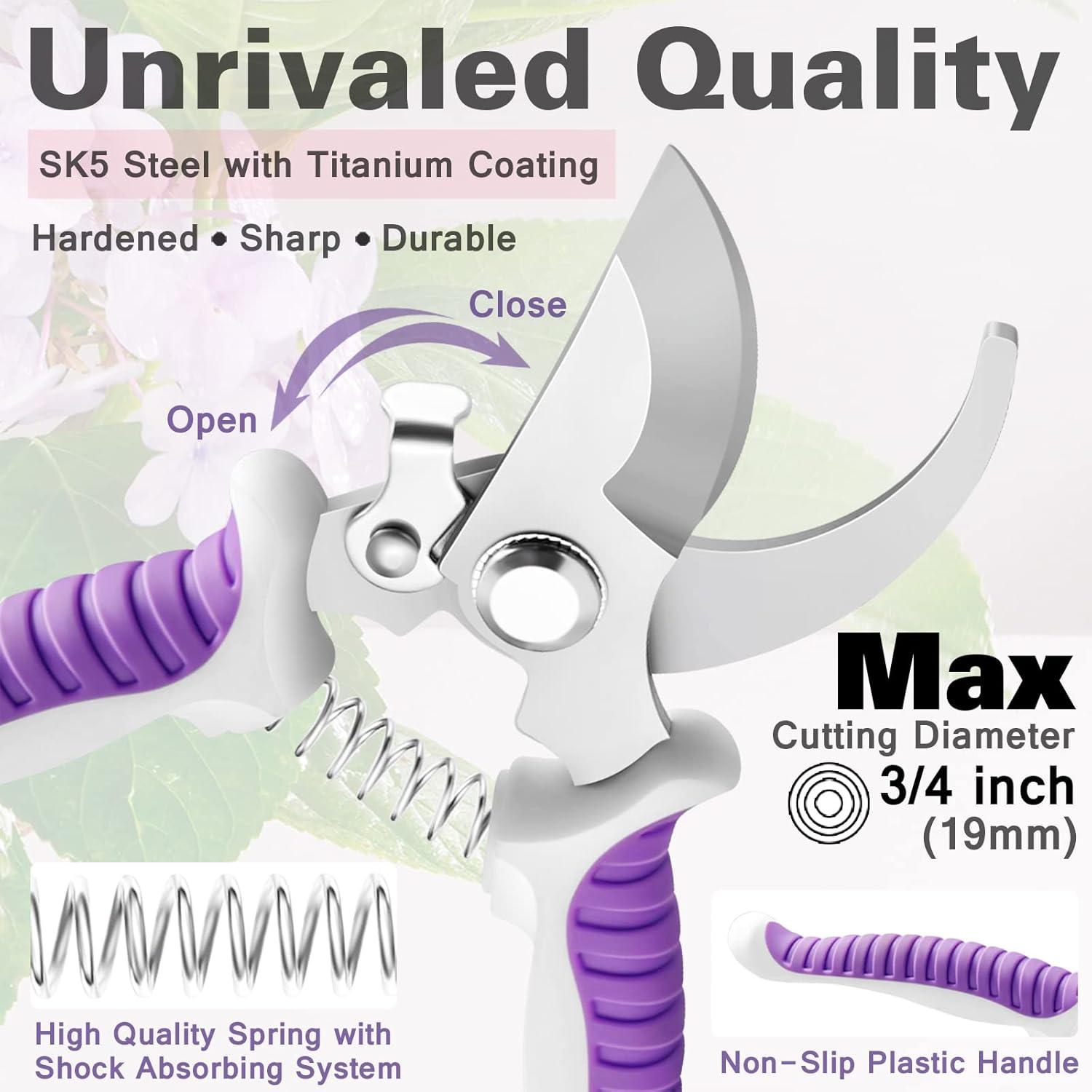 Tijeras de Jardín YANZI Podadora Bypass Acero Inoxidable 3 Pzas