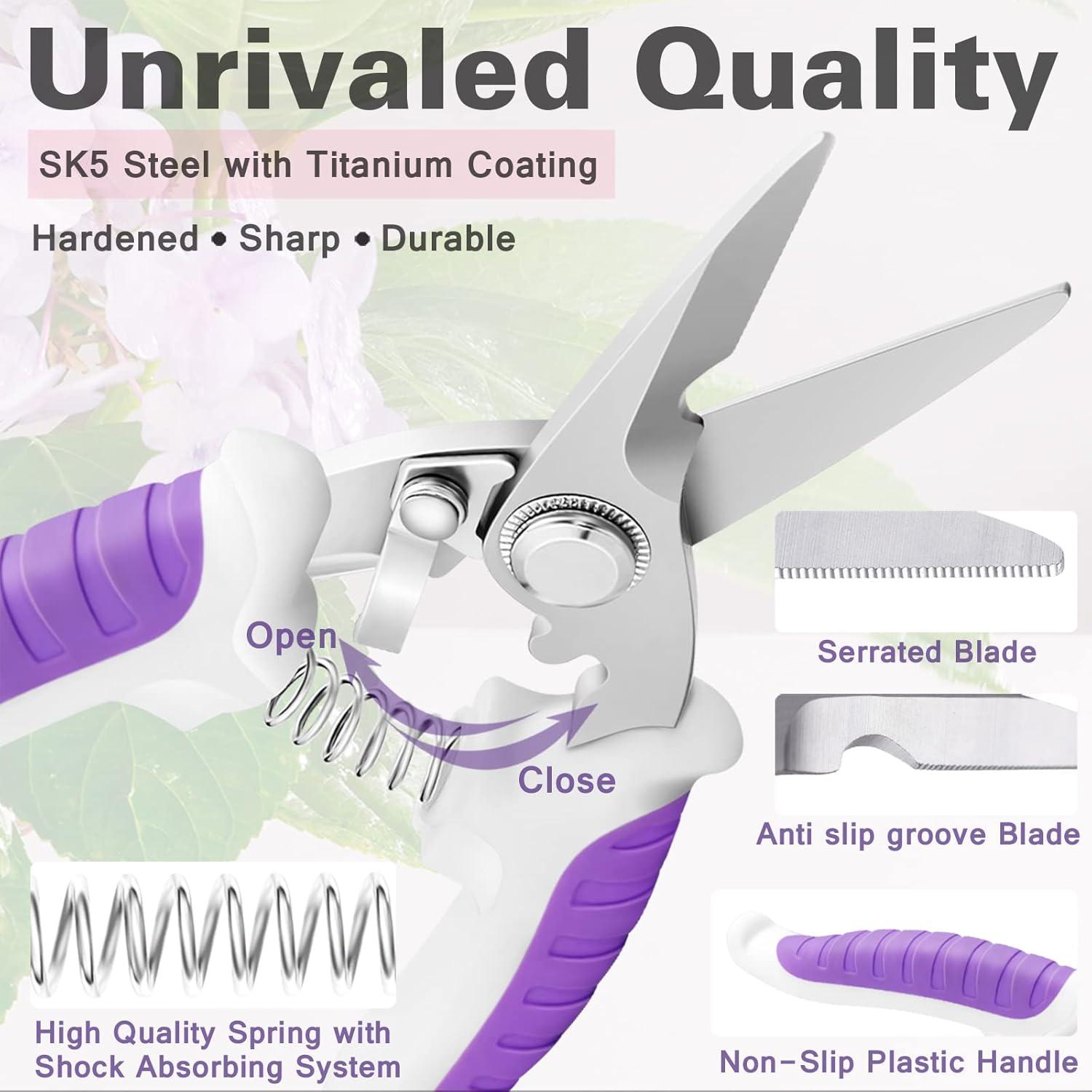 Tijeras de Jardín YANZI Podadora Bypass Acero Inoxidable 3 Pzas