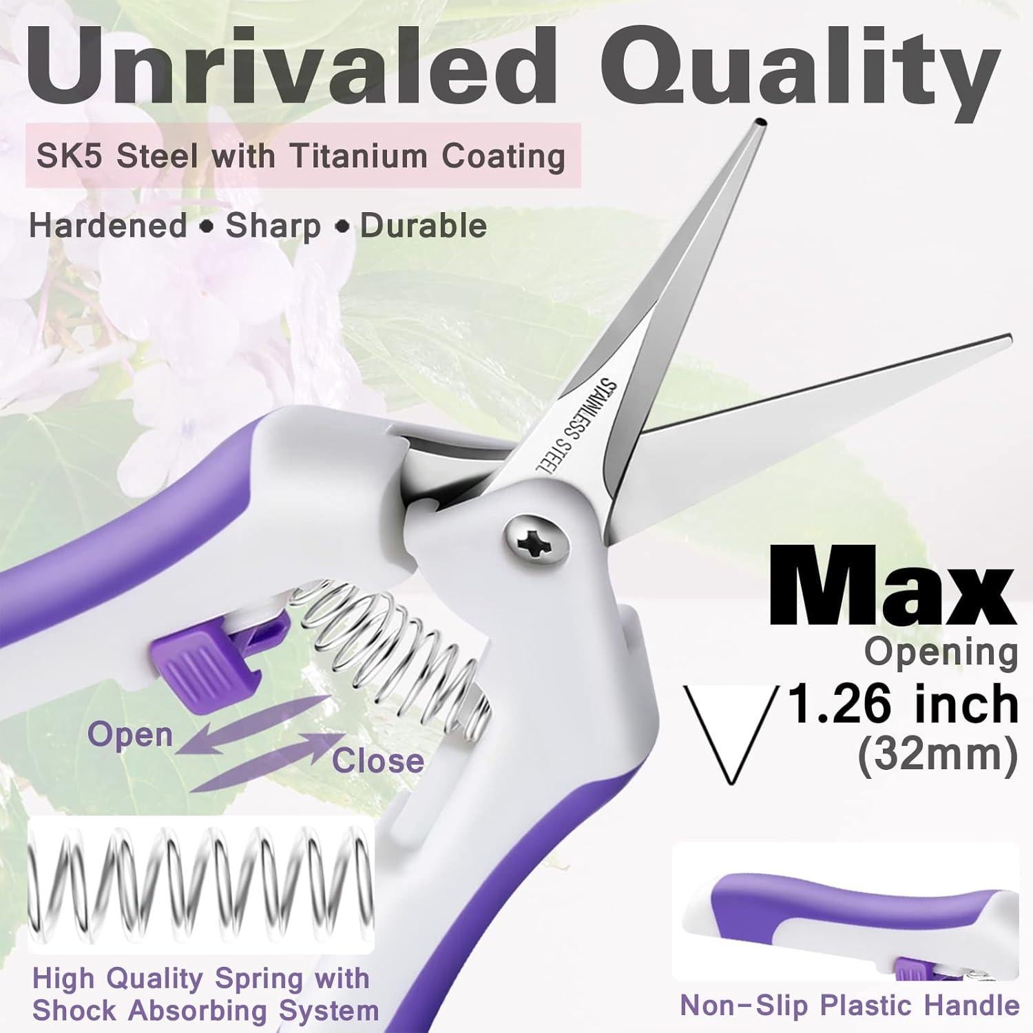 Tijeras de Jardín YANZI Podadora Bypass Acero Inoxidable 3 Pzas