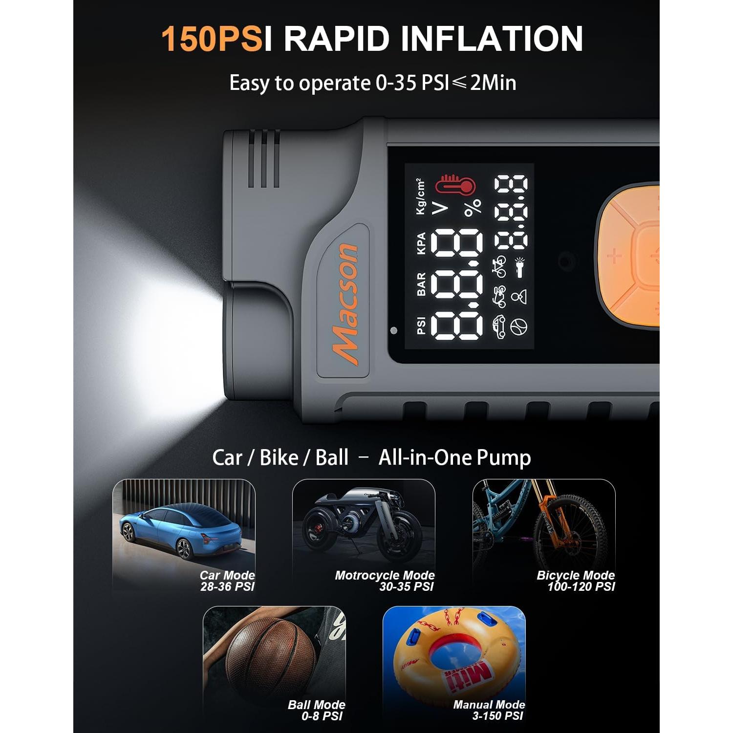 Arrancador de Salto Macson M180 1500A con Compresor 150PSI