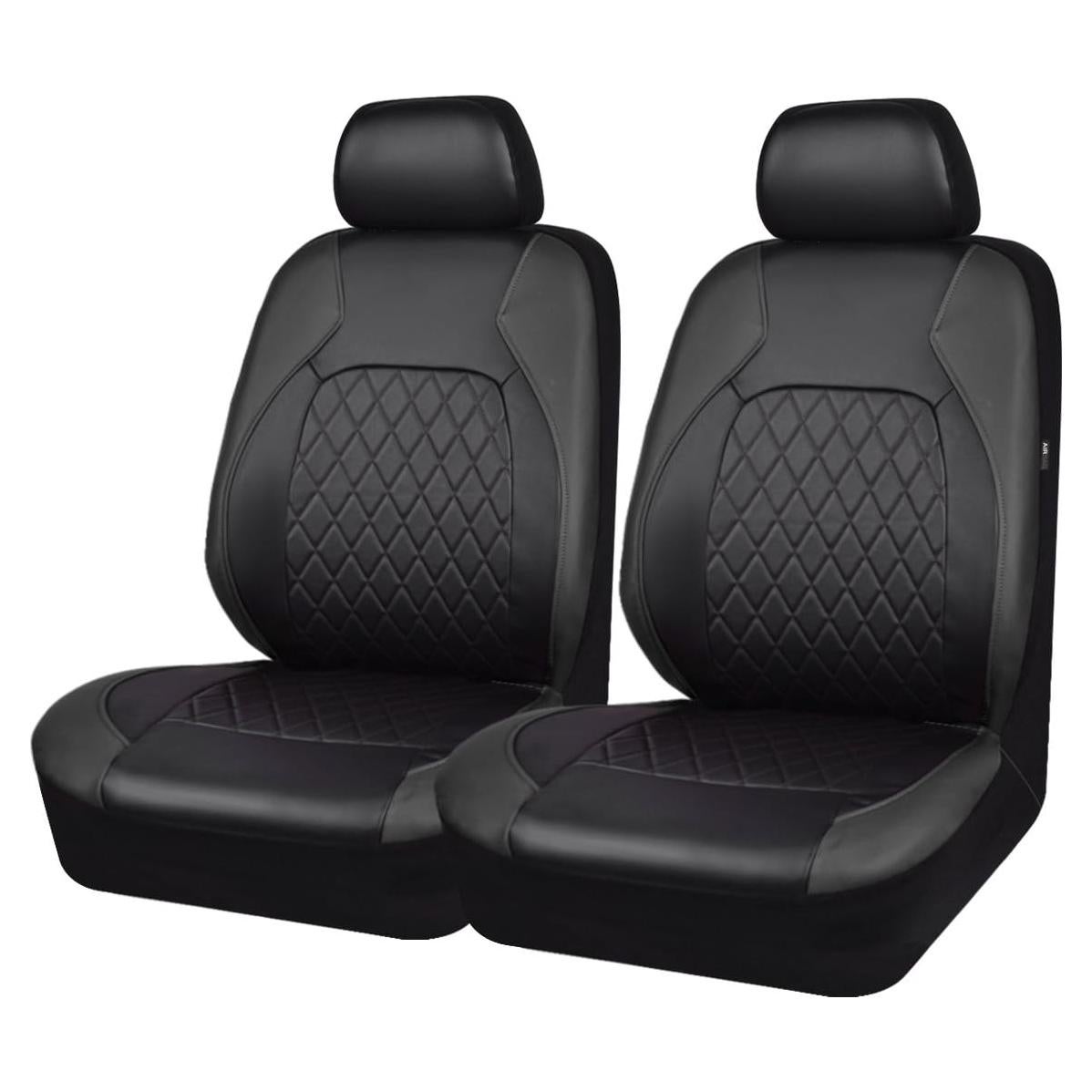 Cubiertas de Asiento Delantero de Cuero PU REINO DEL CABALLO Negro 2 PCS