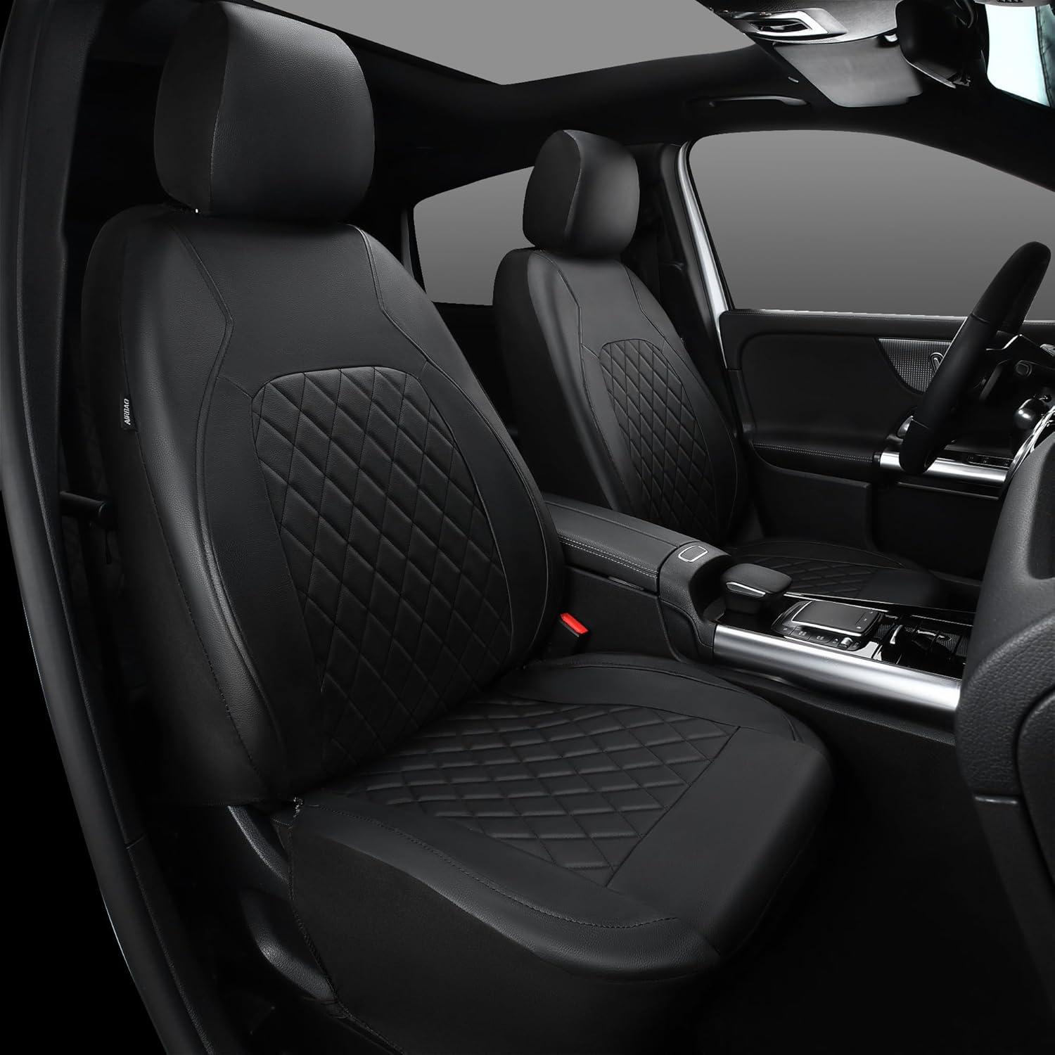 Cubiertas de Asiento Delantero de Cuero PU REINO DEL CABALLO Negro 2 PCS