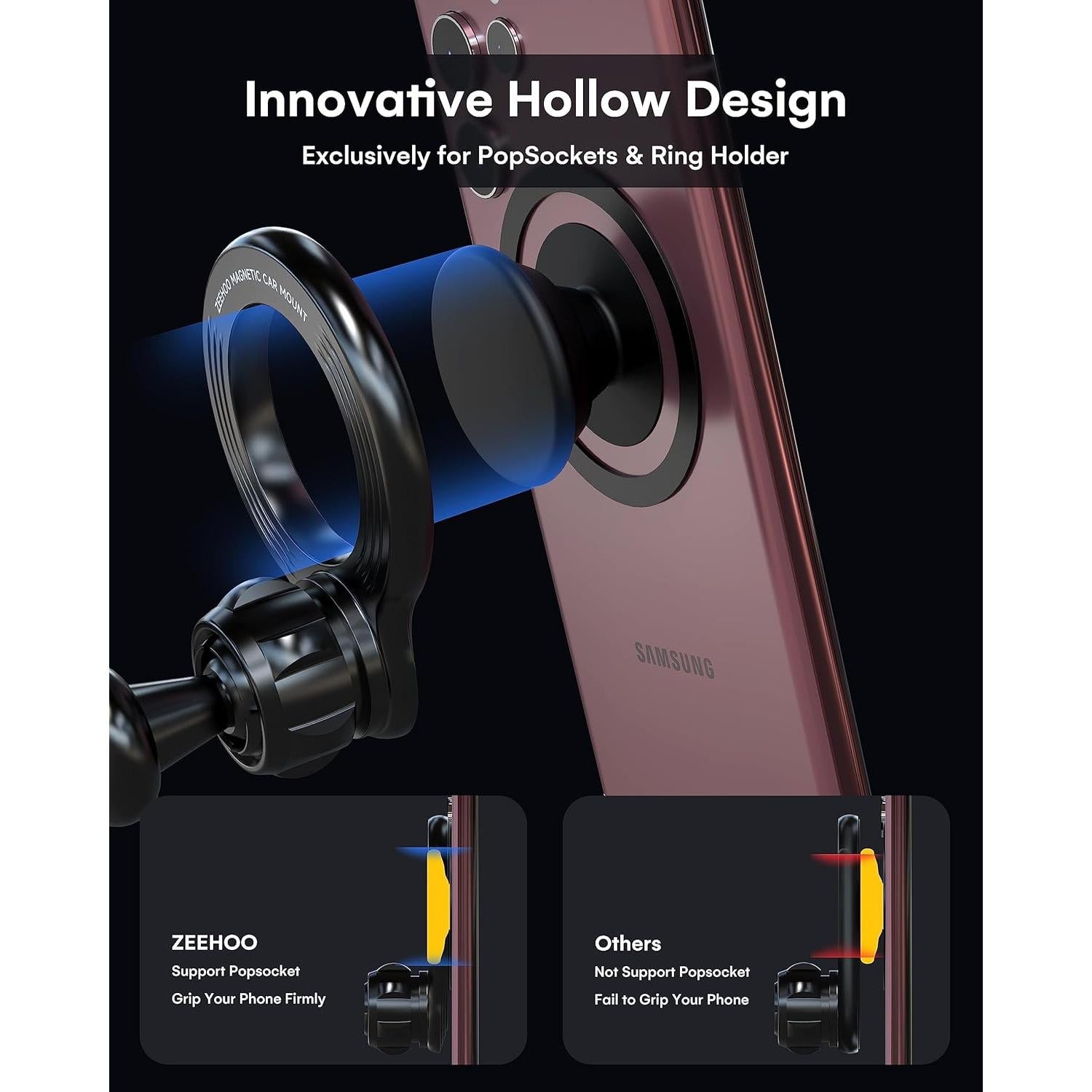 Soporte Magnético para Teléfono en Coche ZEEHOO - Negro