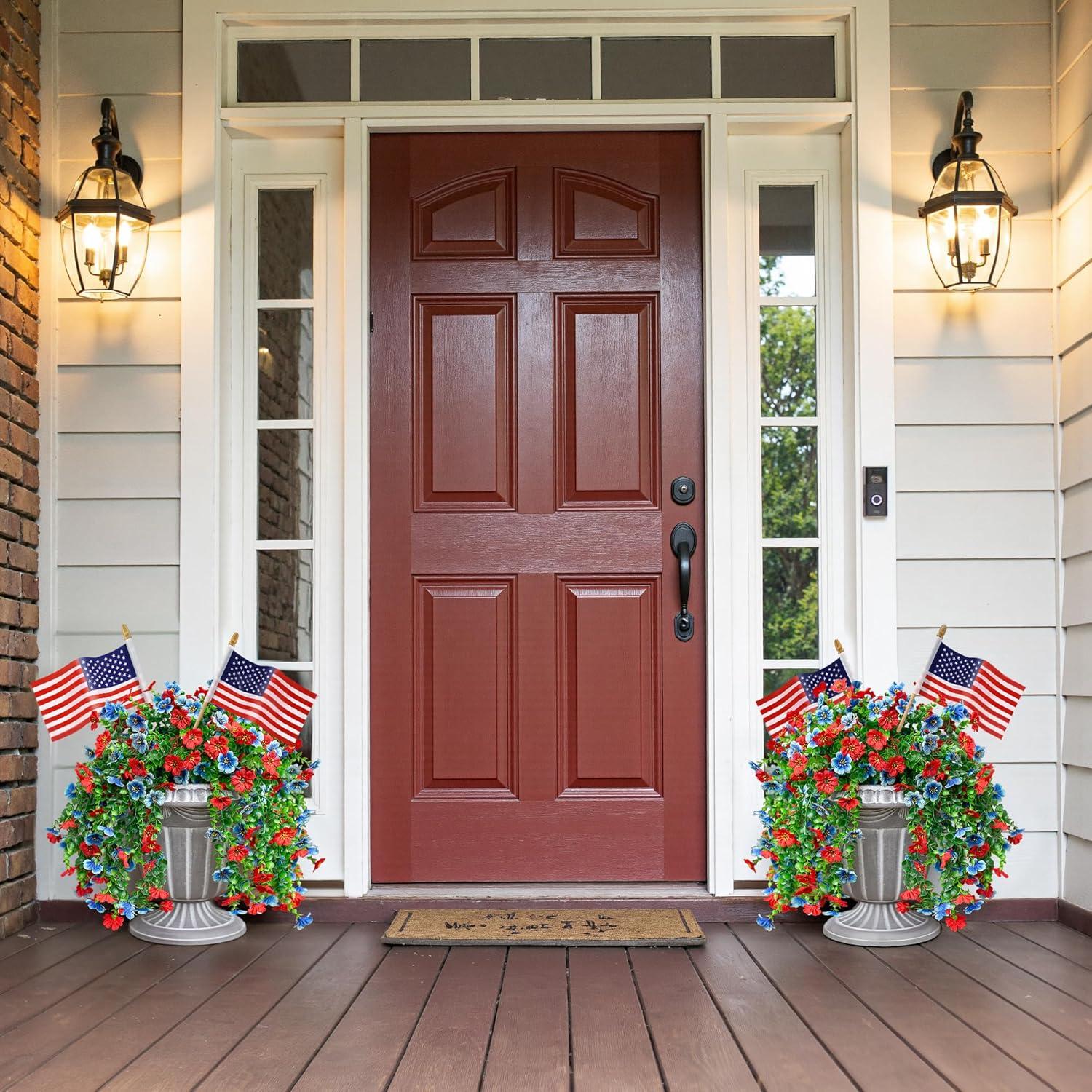 Flores Artificiales Colgantes HyeFlora 2Pcs Rojas y Azules