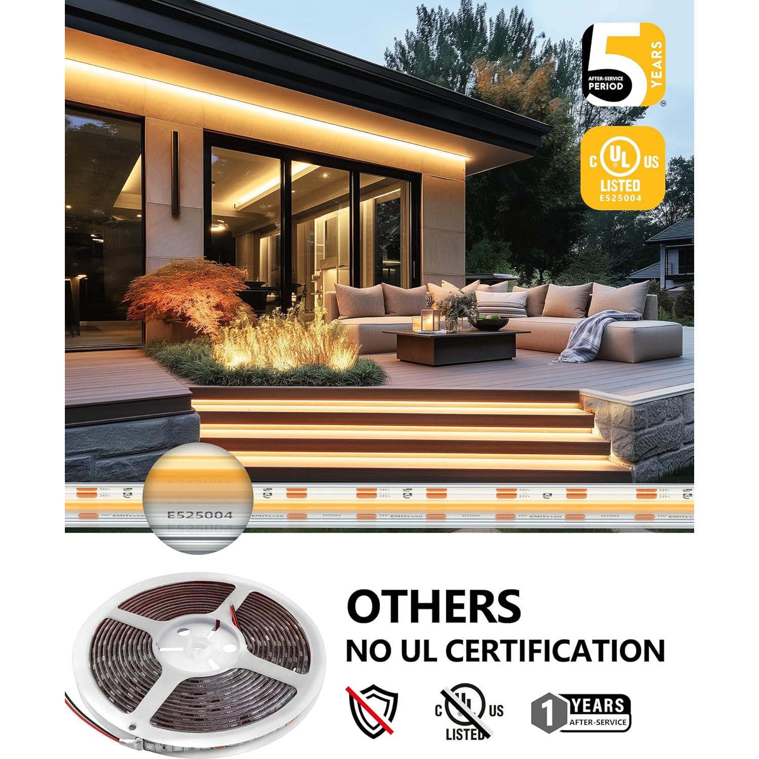 Tira de Luz LED COB 5m EMITEVER 2700K IP67 Regulable