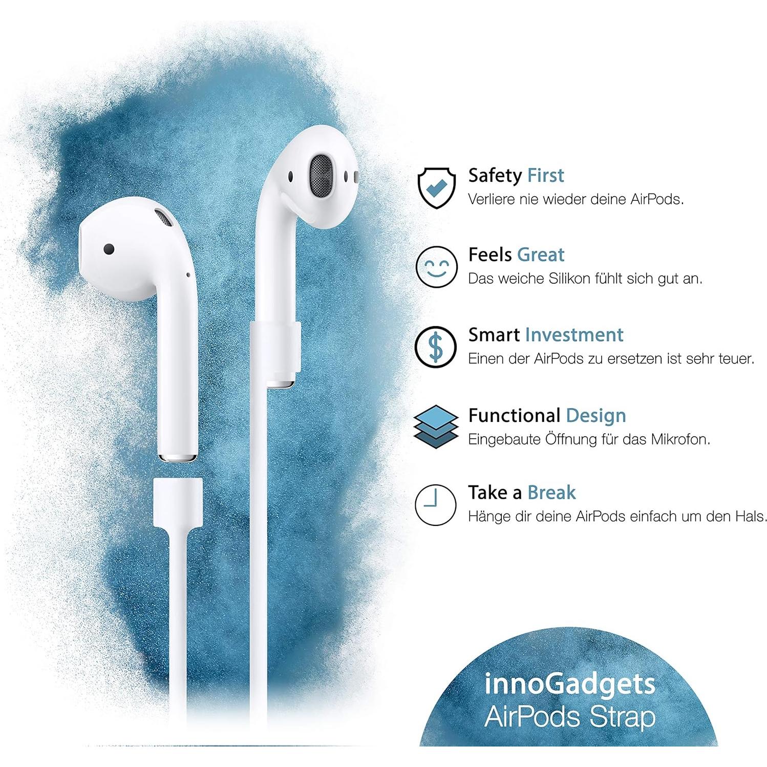 Correa de Silicona para Apple AirPods innoGadgets 55cm Blanca