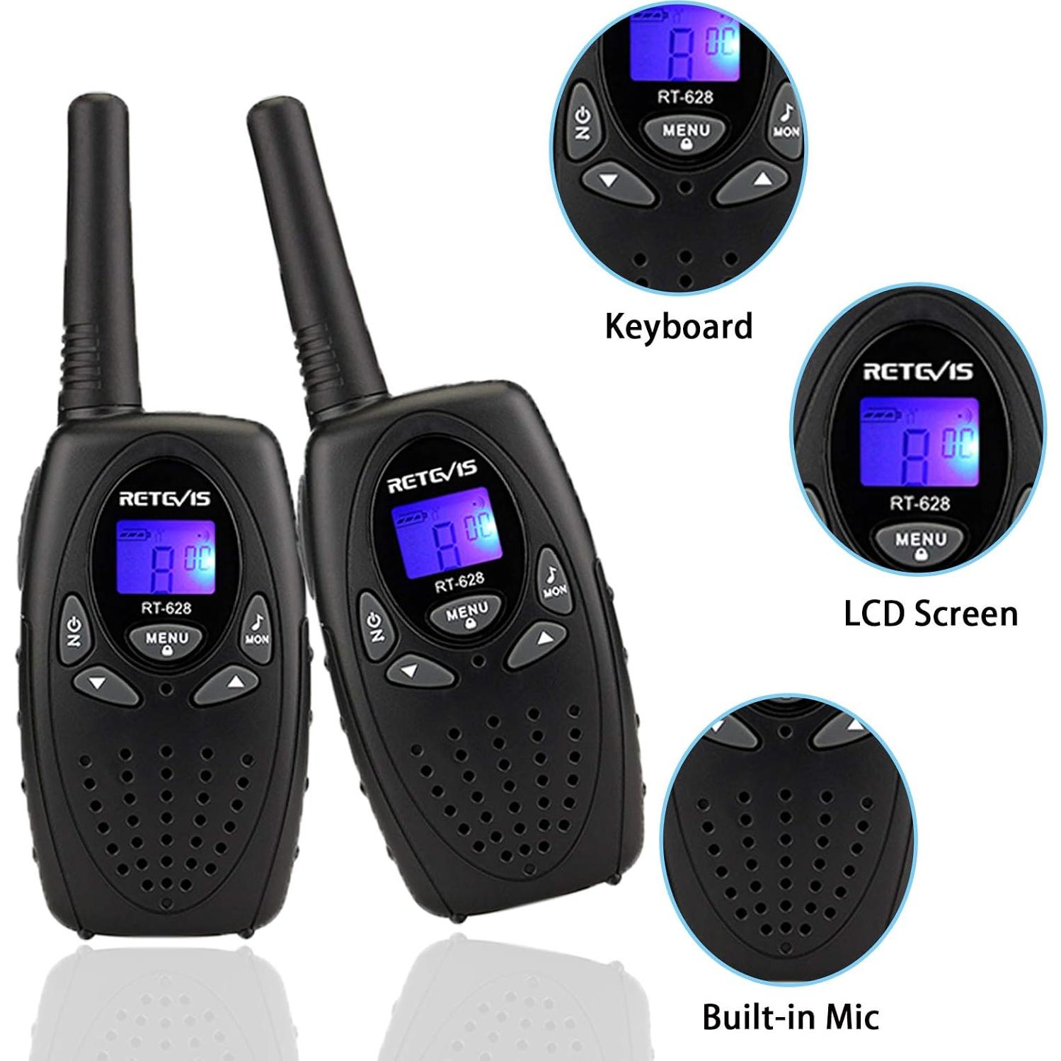 Walkie Talkies Retevis RT628 para Niños - 4 Paquete, Largo Alcance