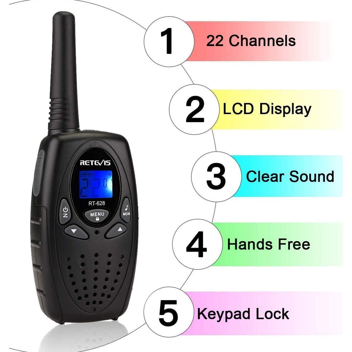Walkie Talkies Retevis RT628 para Niños - 4 Paquete, Largo Alcance