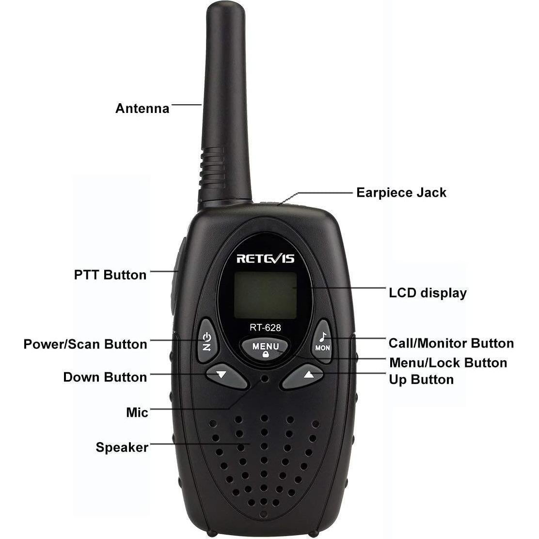 Walkie Talkies Retevis RT628 para Niños - 4 Paquete, Largo Alcance