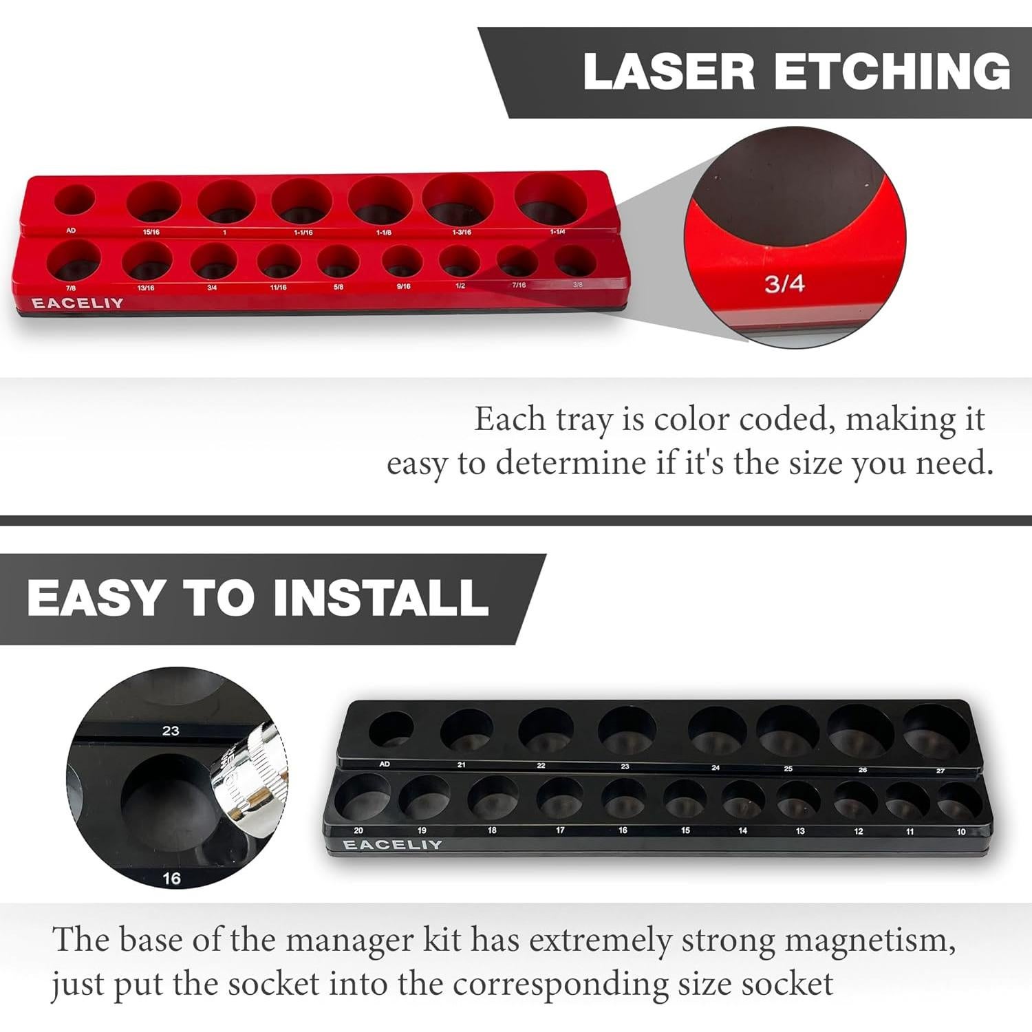 Organizador de Enchufes Magnéticos EACELIY 2 Piezas 1/2"