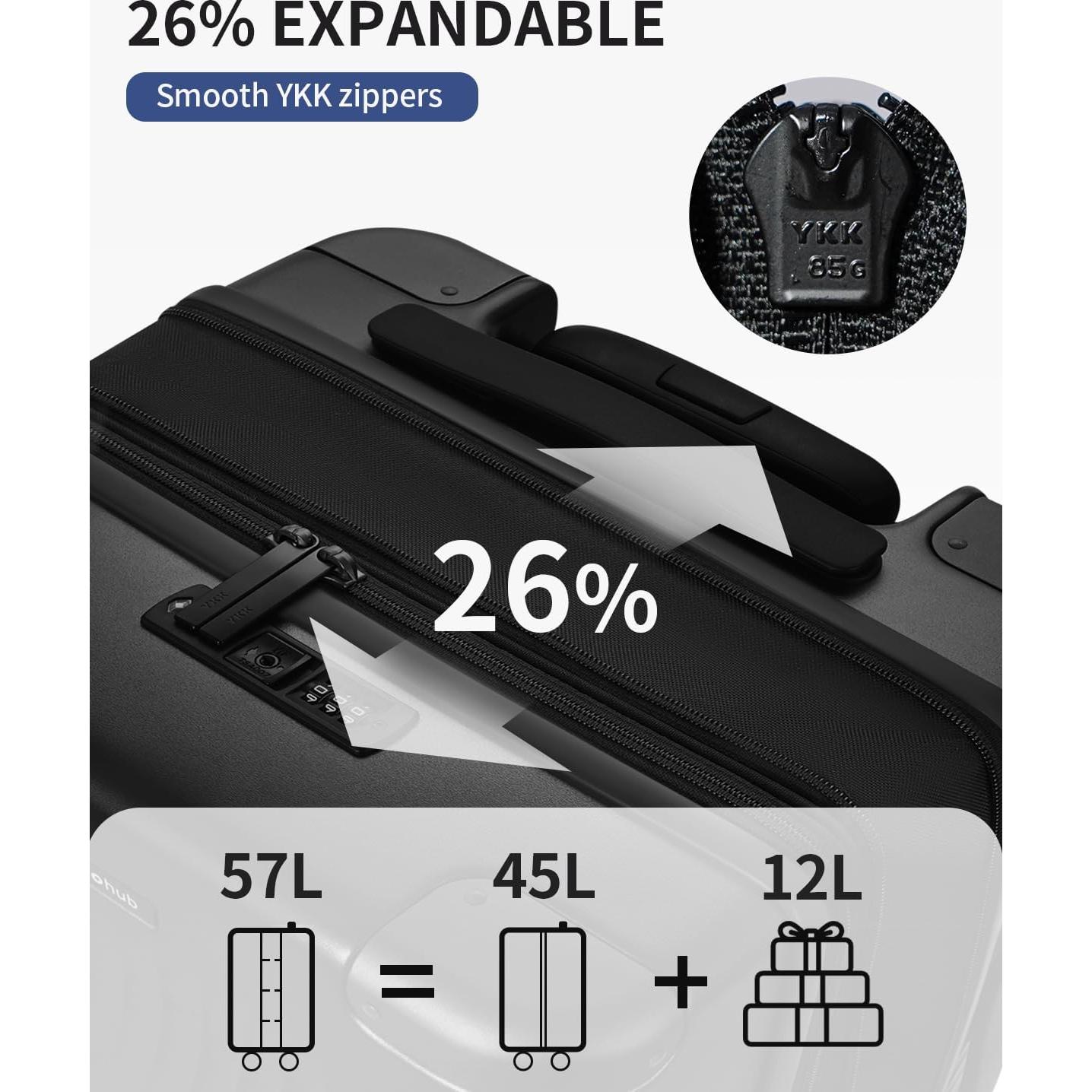 Maleta de Mano Expandible ECOHUB 20" Negra con Duffel