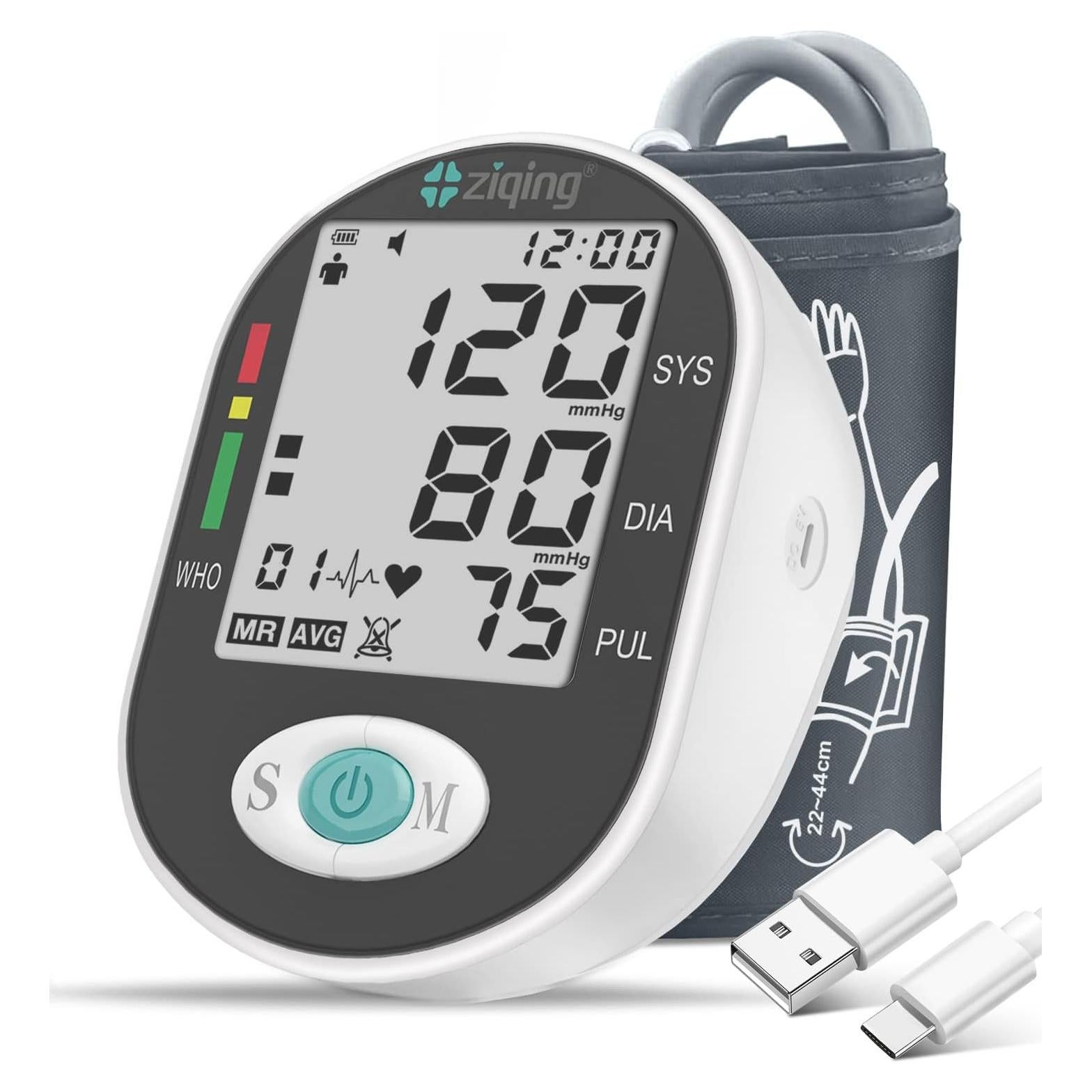 Monitor de Presión Arterial ZIQING con Manguito Grande 22-44 cm