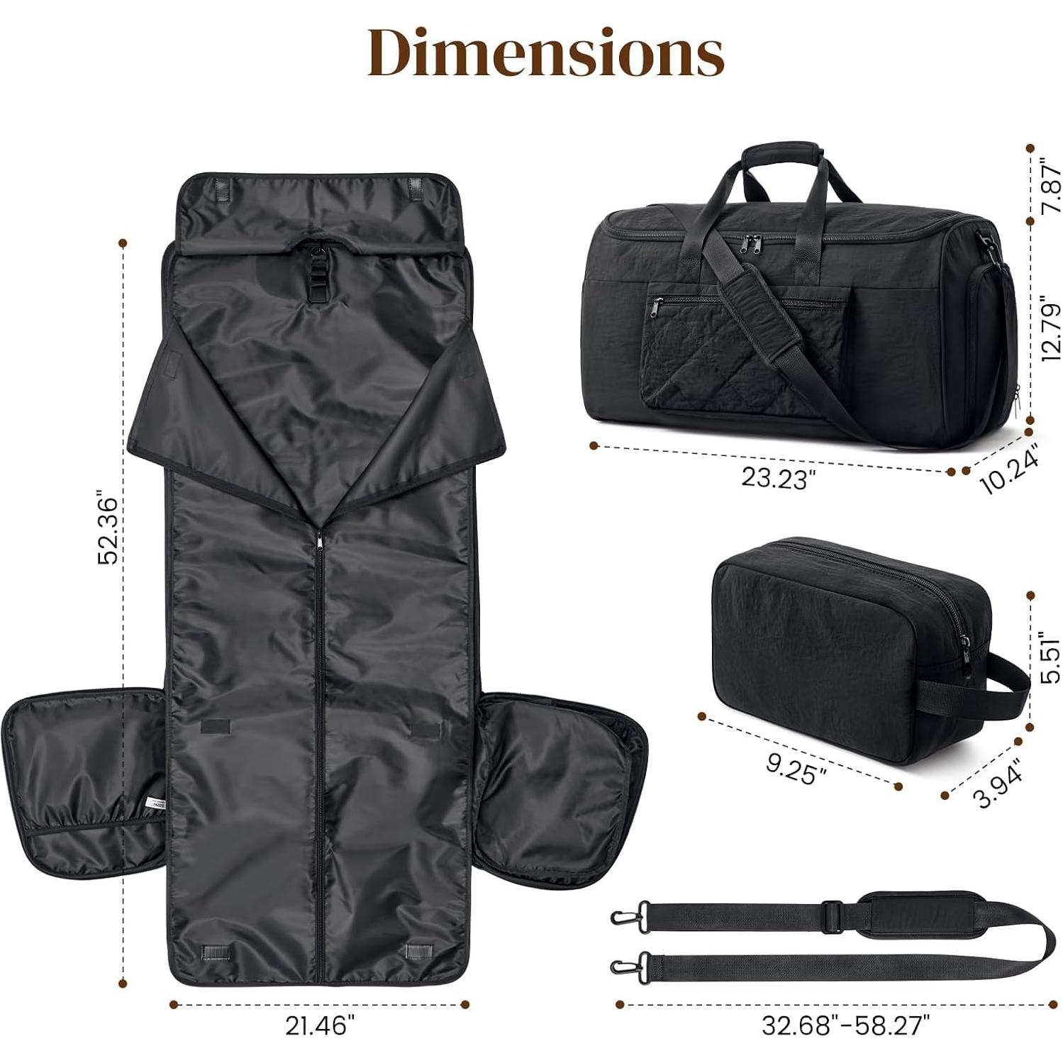 Bolsa Duffle S-ZONE 50L Negra 2 en 1 con Bolsa de Aseo
