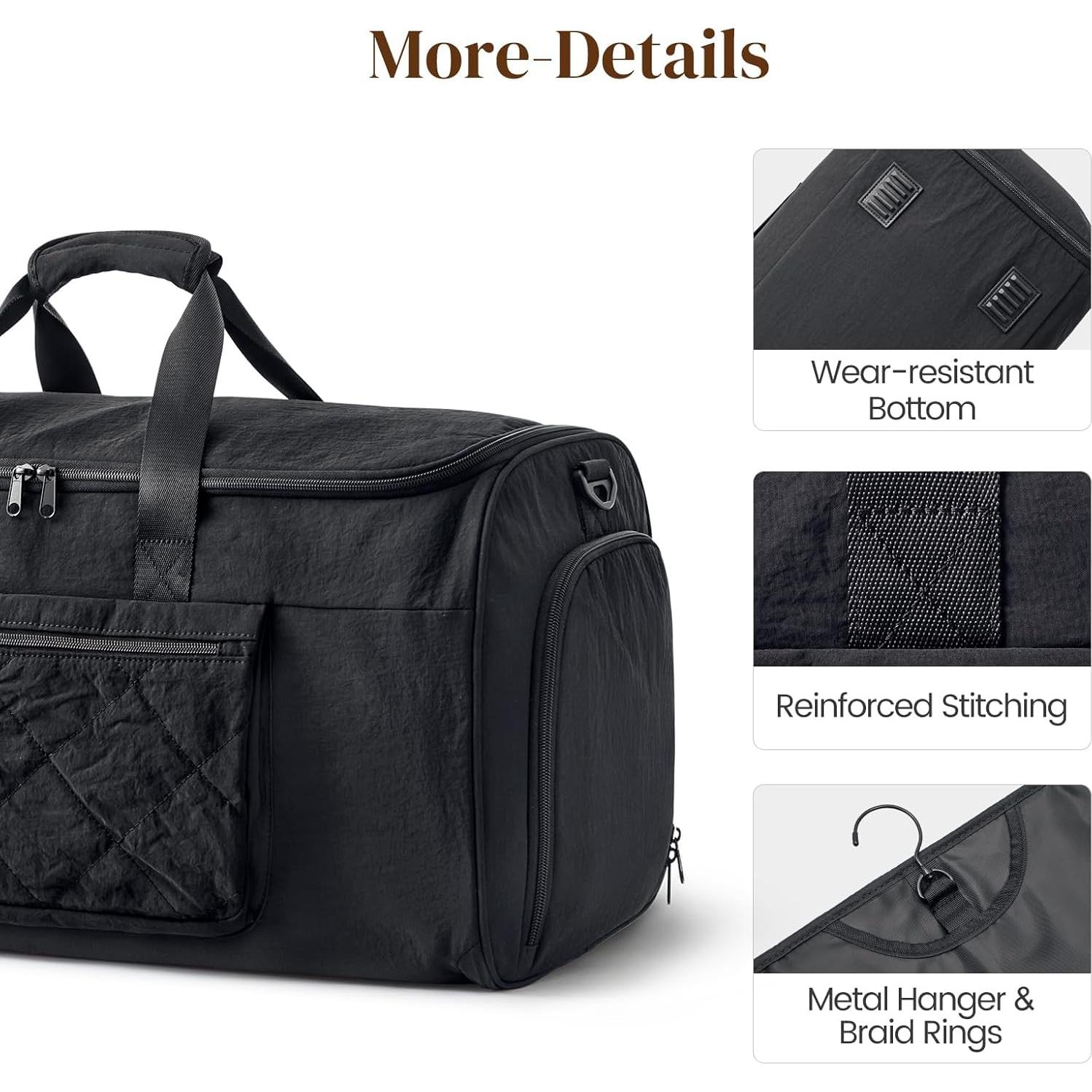 Bolsa Duffle S-ZONE 50L Negra 2 en 1 con Bolsa de Aseo