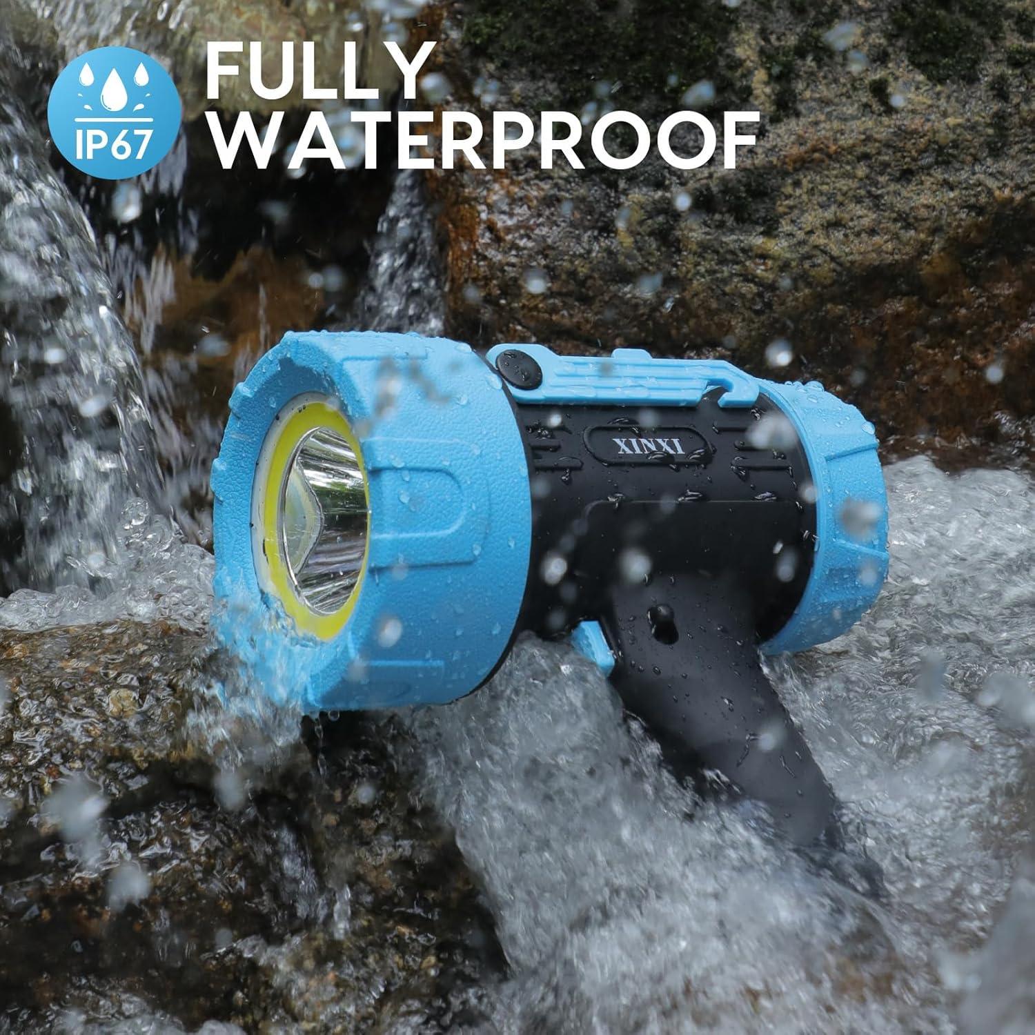 Linterna Recargable XINXI COB IP67 Azul 6 Modos 5000mAh
