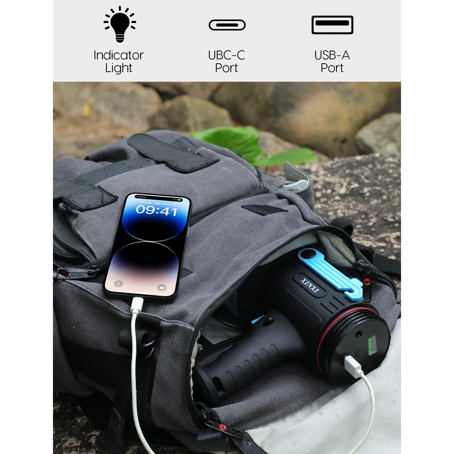 Linterna Recargable XINXI COB IP67 Azul 6 Modos 5000mAh