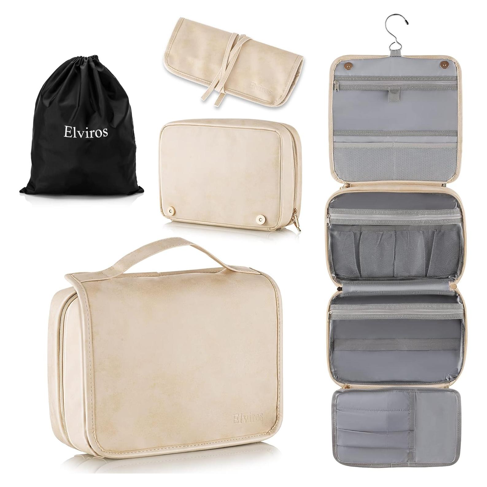 Bolsa de Aseo Colgante Elviros Beige 3 en 1 Impermeable