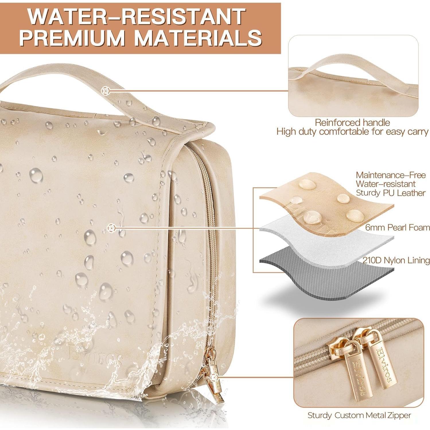 Bolsa de Aseo Colgante Elviros Beige 3 en 1 Impermeable