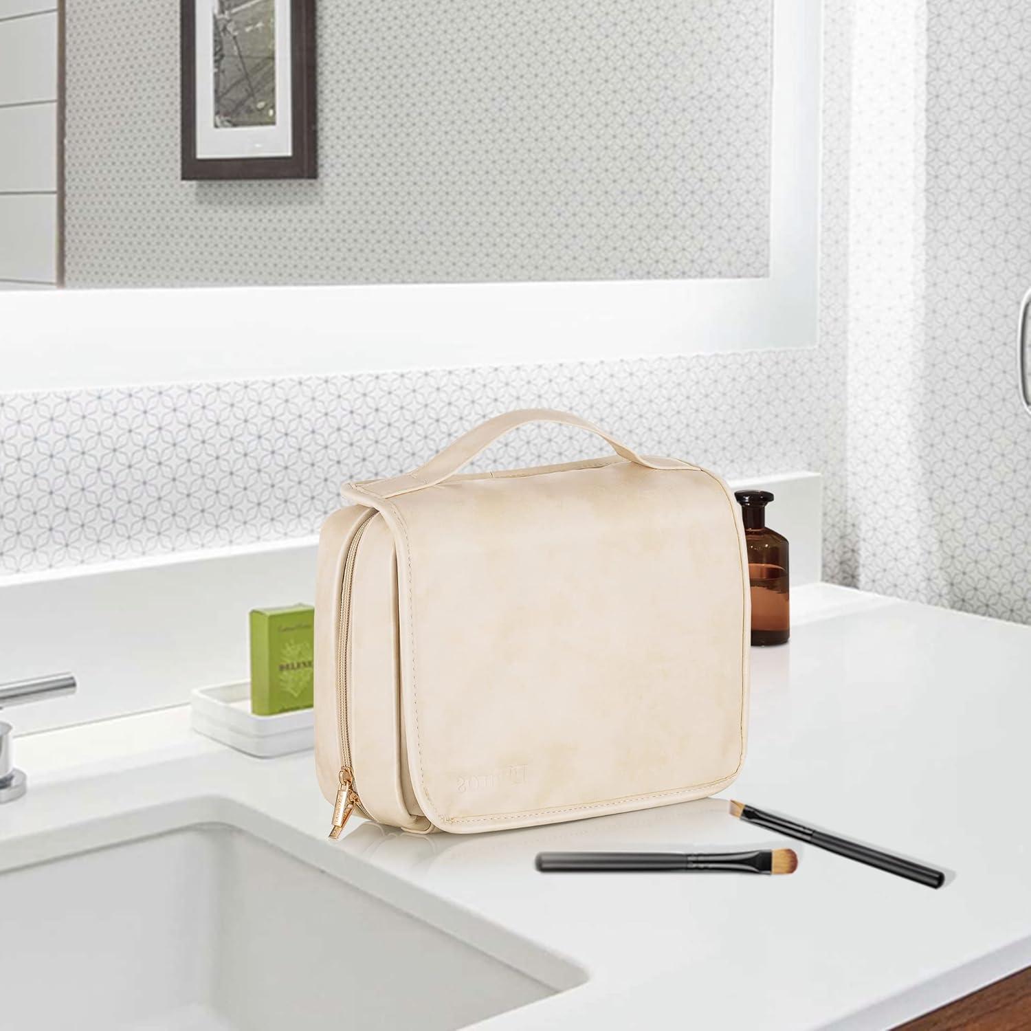 Bolsa de Aseo Colgante Elviros Beige 3 en 1 Impermeable