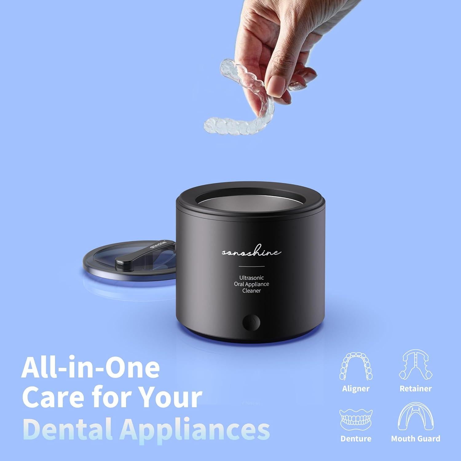 Limpiador Ultrasónico Shinchie SonoShine para Dentaduras y Alineadores