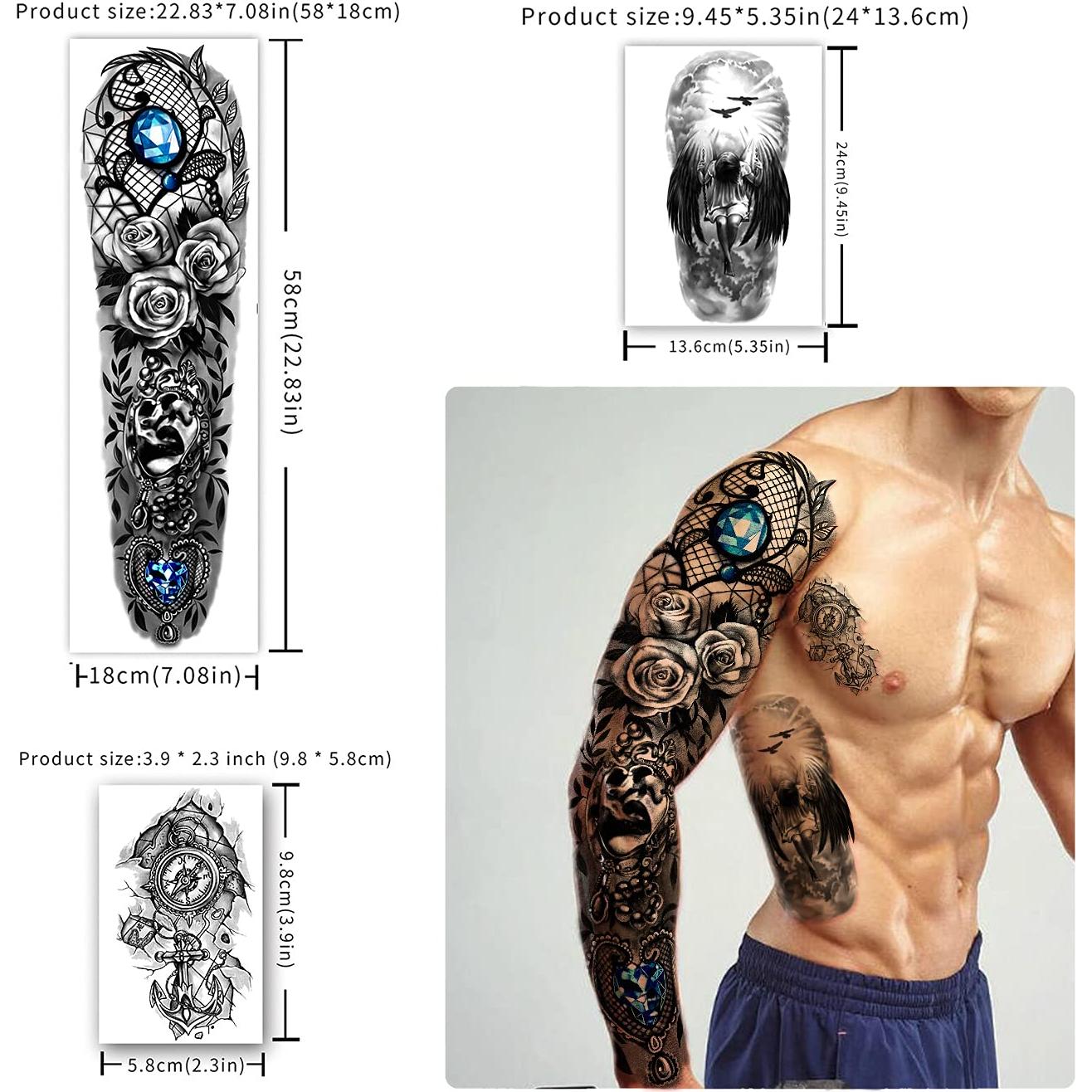 Tatuaje Temporal de Brazo Completo Metuu 58x18cm Impermeable