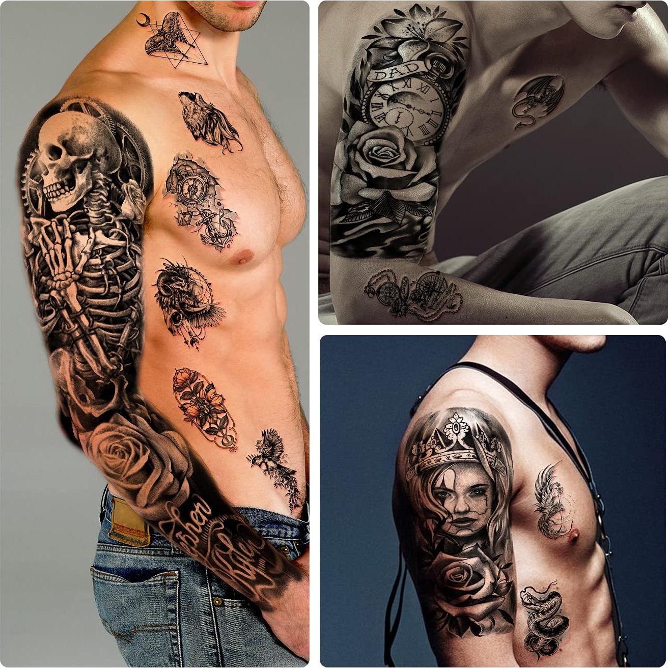 Tatuaje Temporal de Brazo Completo Metuu 58x18cm Impermeable