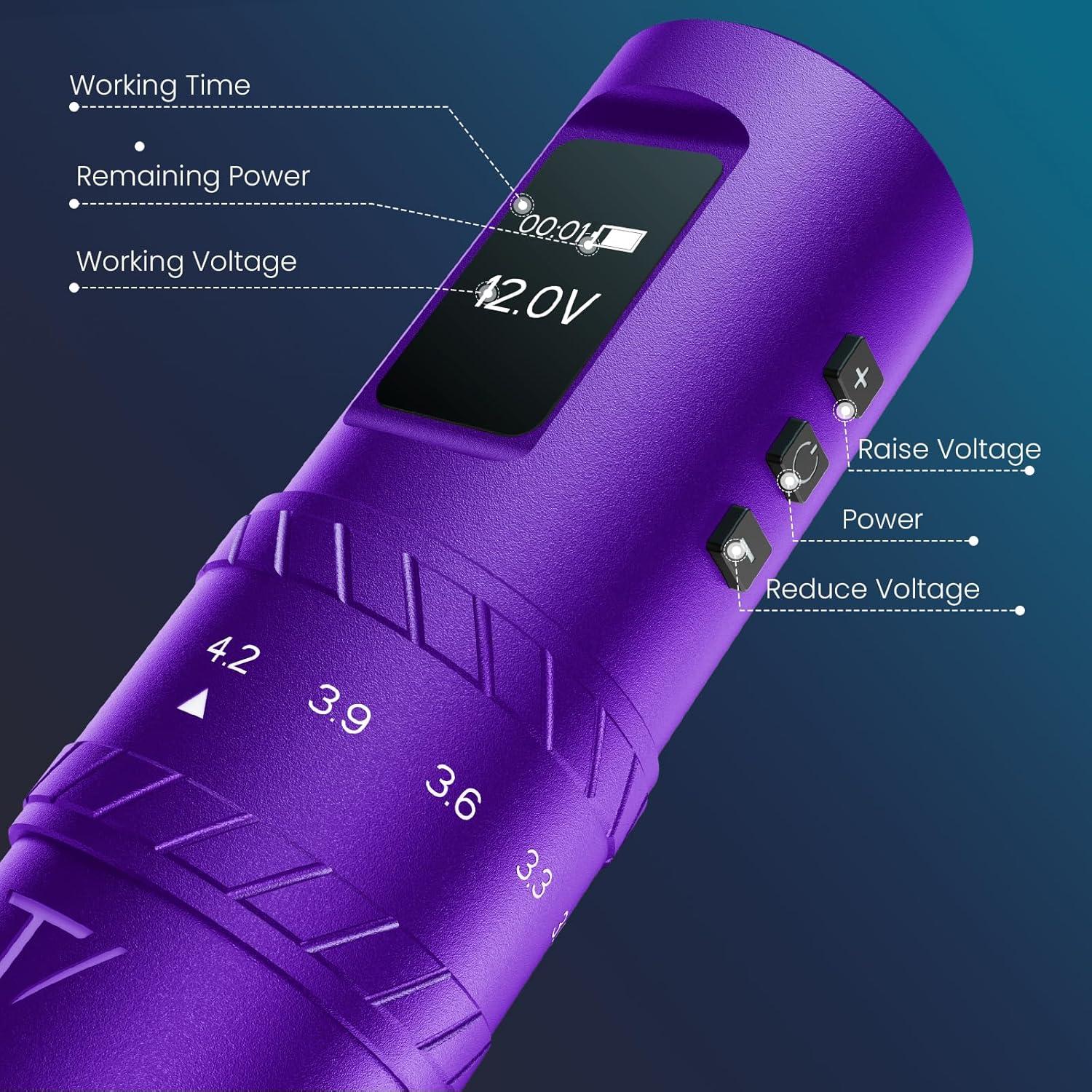 Máquina de Tatuaje Inalámbrica TATVIDA PULSE 2400mAh 7 Longitudes