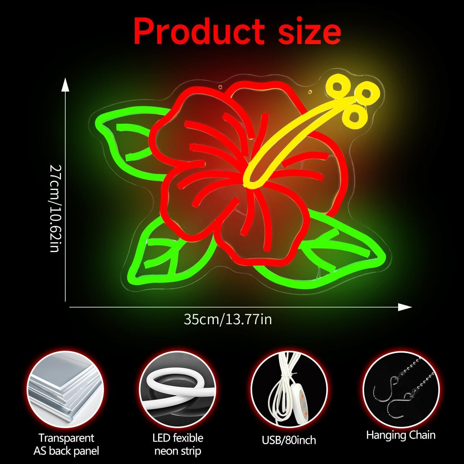 Luz de Neón Hibisco LED Regulable Dpaint 35x27cm Decoración
