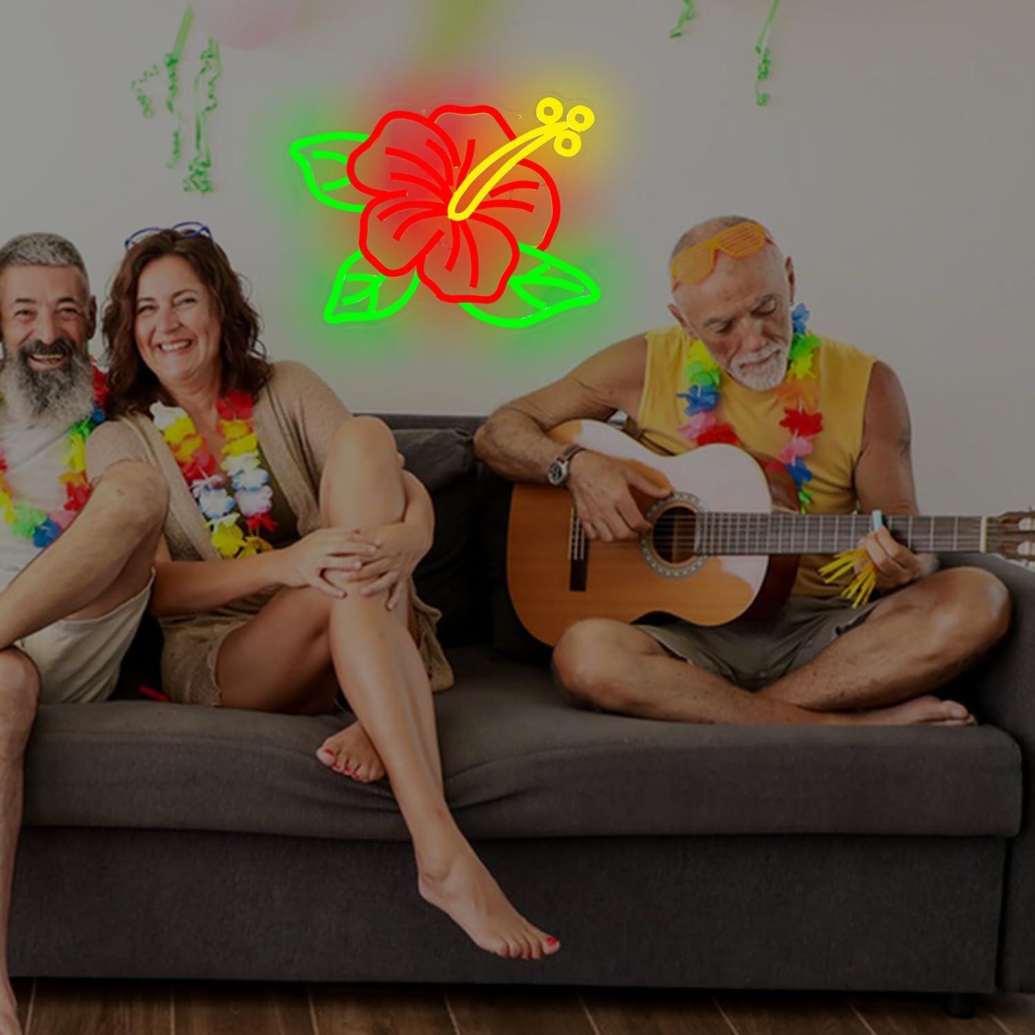 Luz de Neón Hibisco LED Regulable Dpaint 35x27cm Decoración