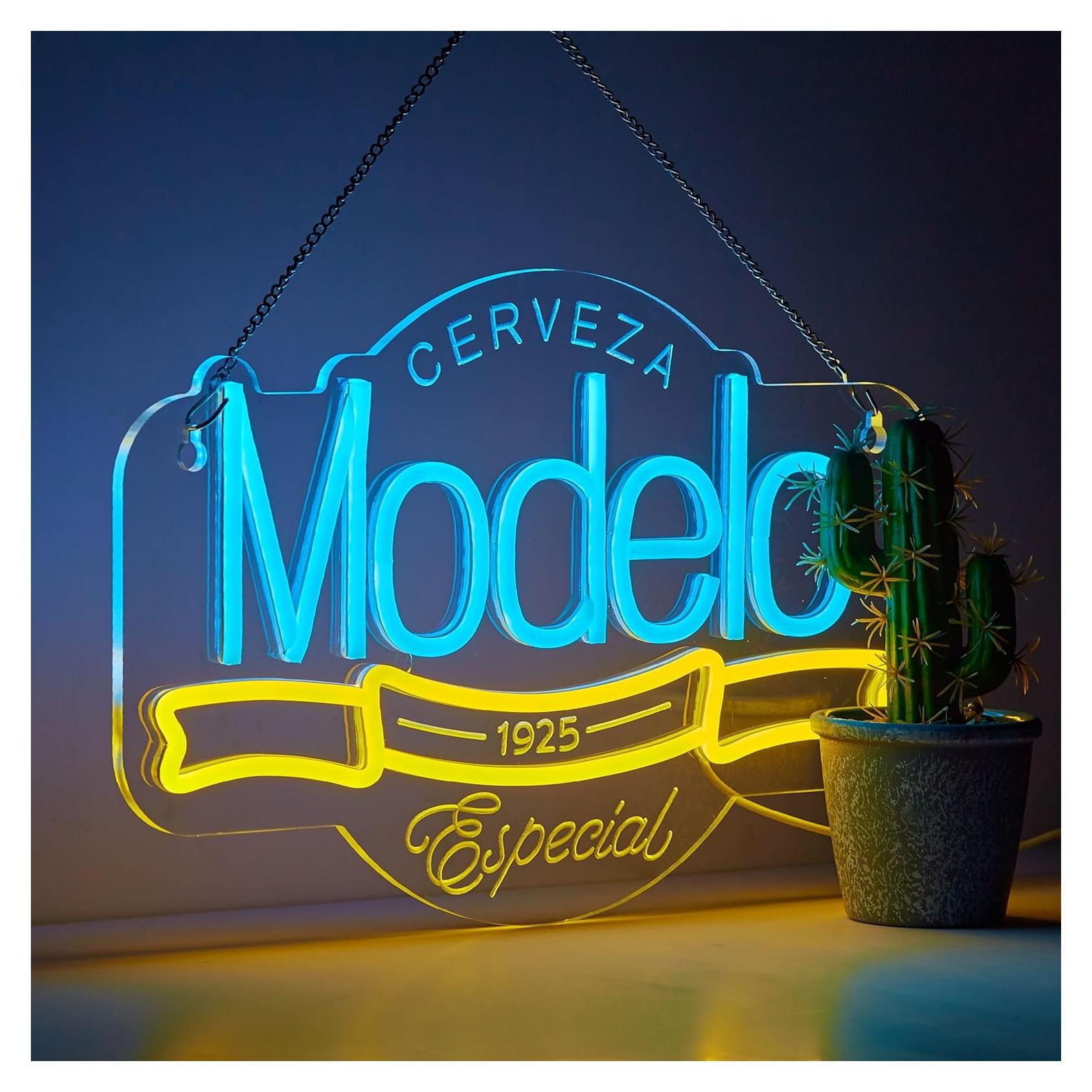 Letrero Neón LED Cerveza GuarzFun 42.2x32 cm Azul