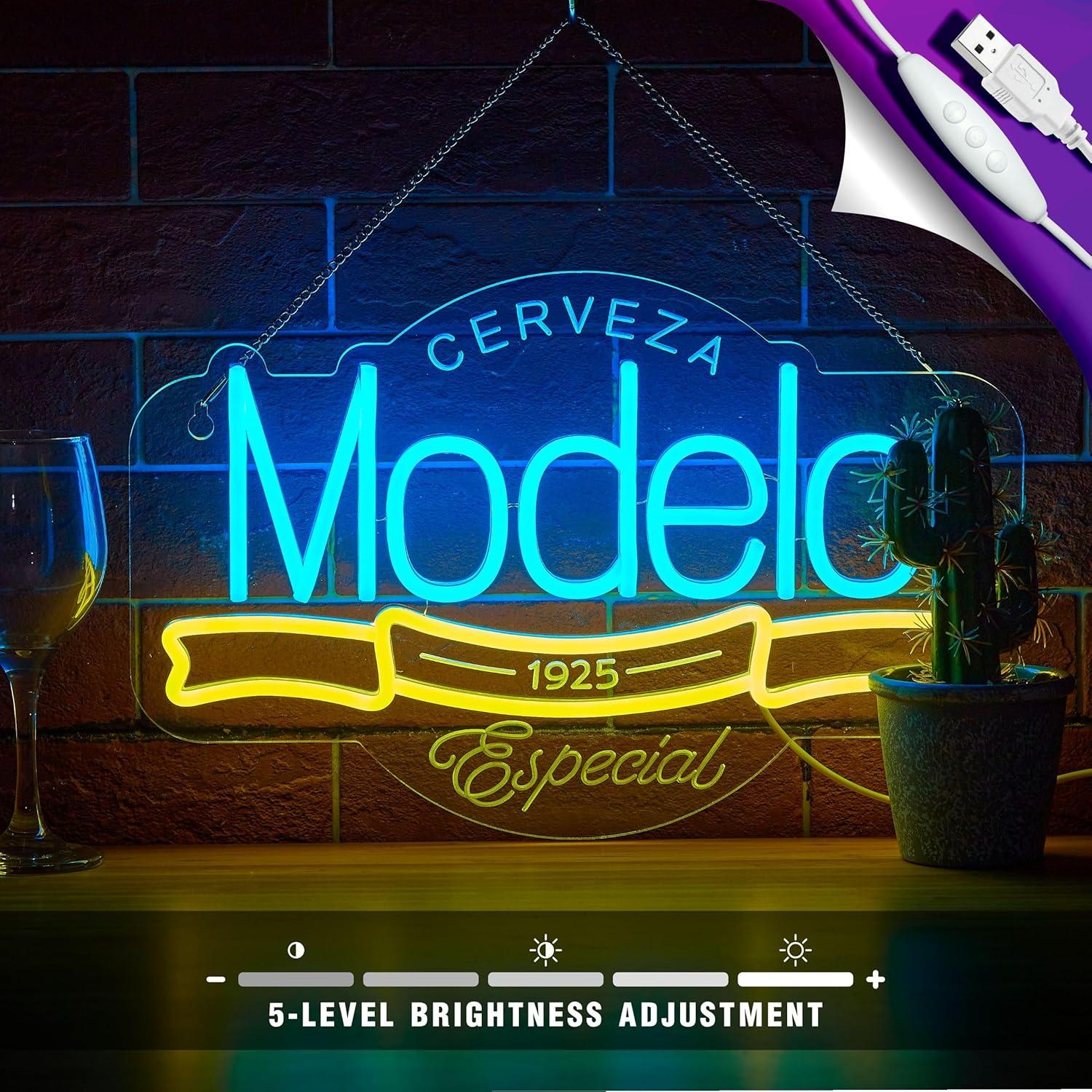 Letrero Neón LED Cerveza GuarzFun 42.2x32 cm Azul