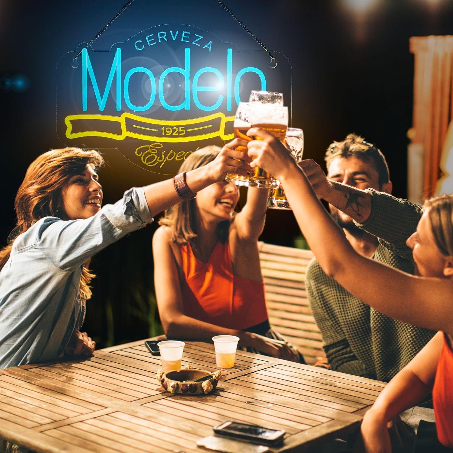 Letrero Neón LED Cerveza GuarzFun 42.2x32 cm Azul