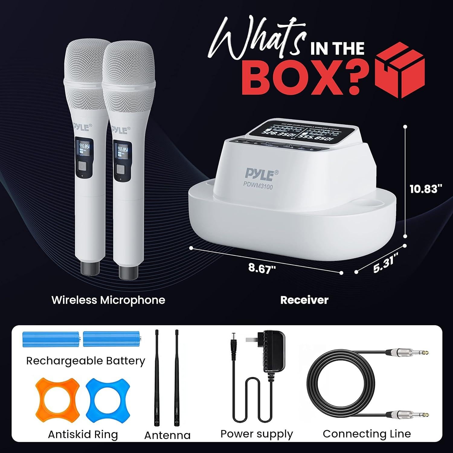 Sistema de Micrófono Inalámbrico Pyle PDWM3100.5 con 2 Micrófonos