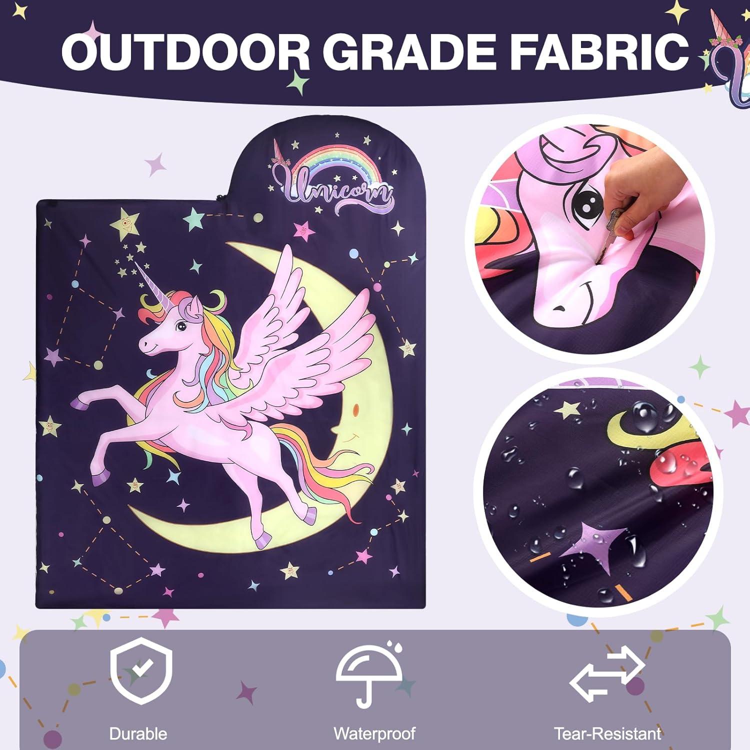 Saco de dormir infantil ETGLCOZY Unicornio 180x74cm con almohada