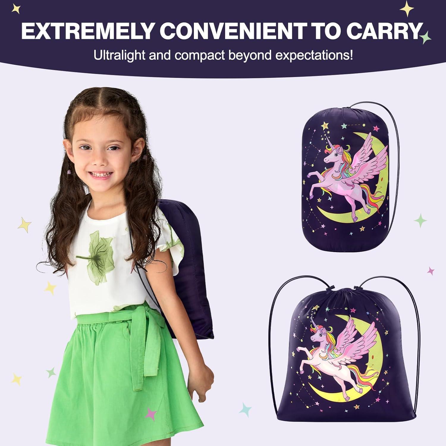 Saco de dormir infantil ETGLCOZY Unicornio 180x74cm con almohada