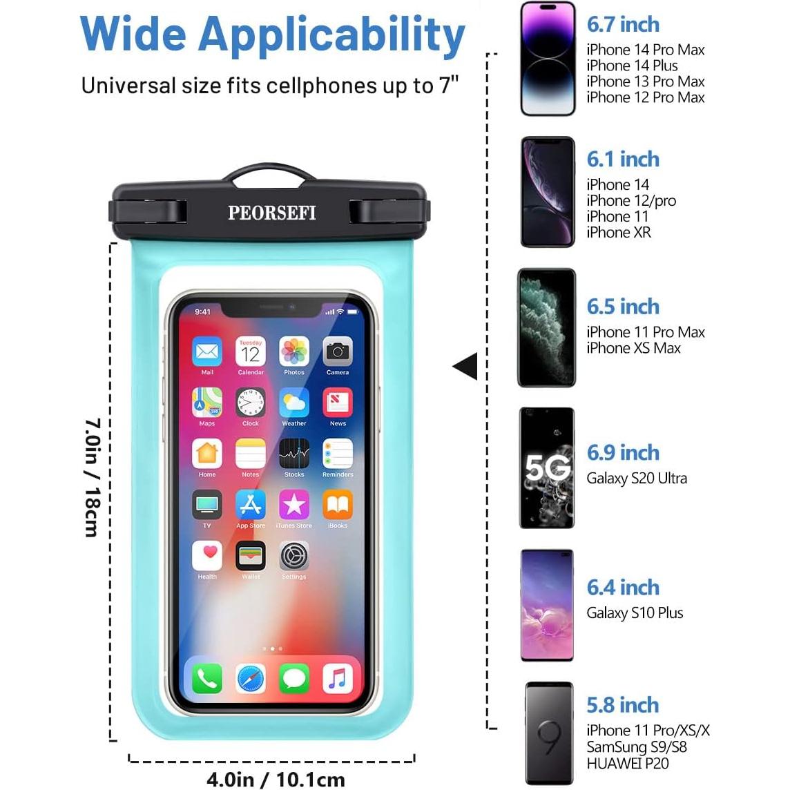 Funda Impermeable Universal PEORSEFI para Teléfono hasta 17,78 cm