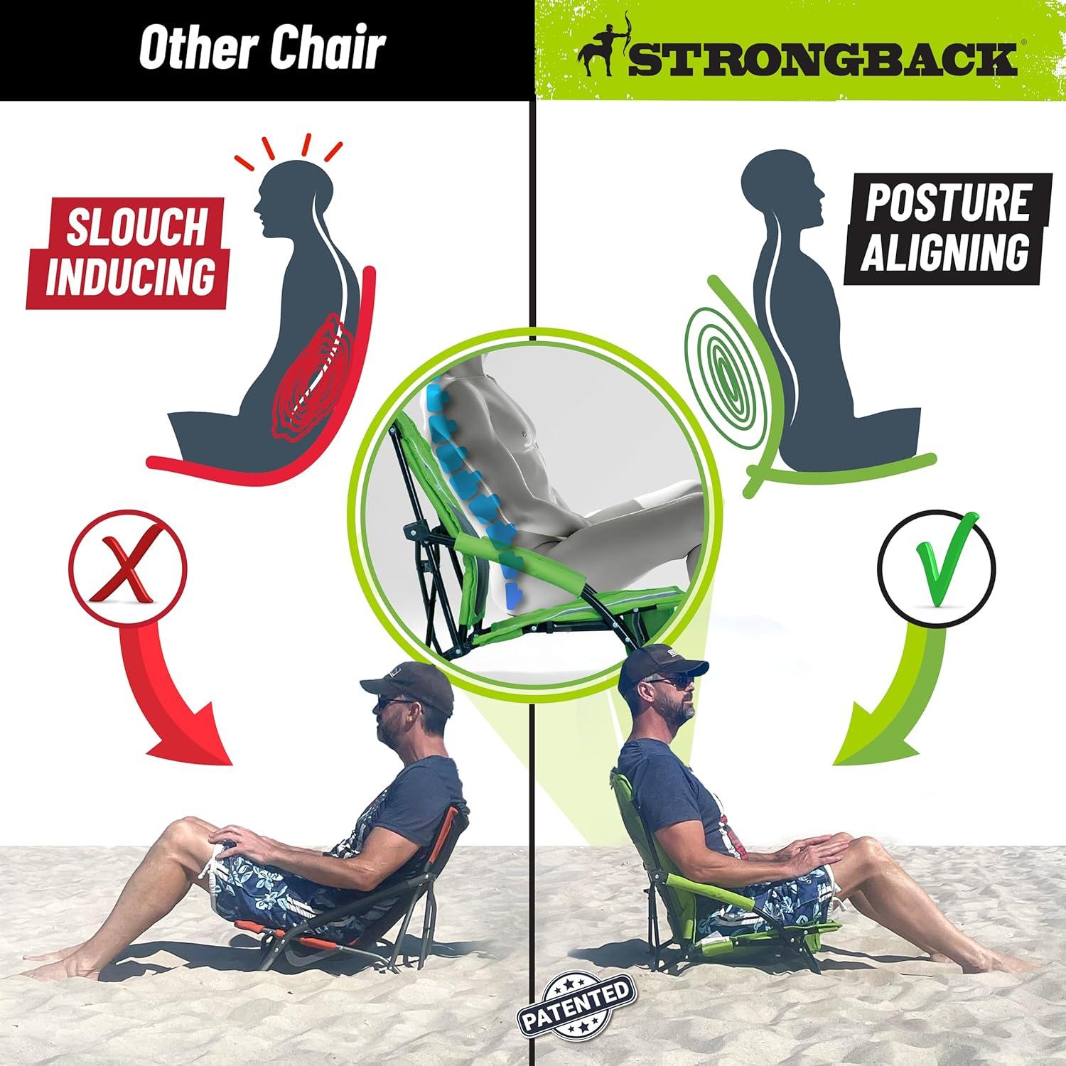 Silla de Playa STRONGBACK Reclinable Gravedad Baja Negra