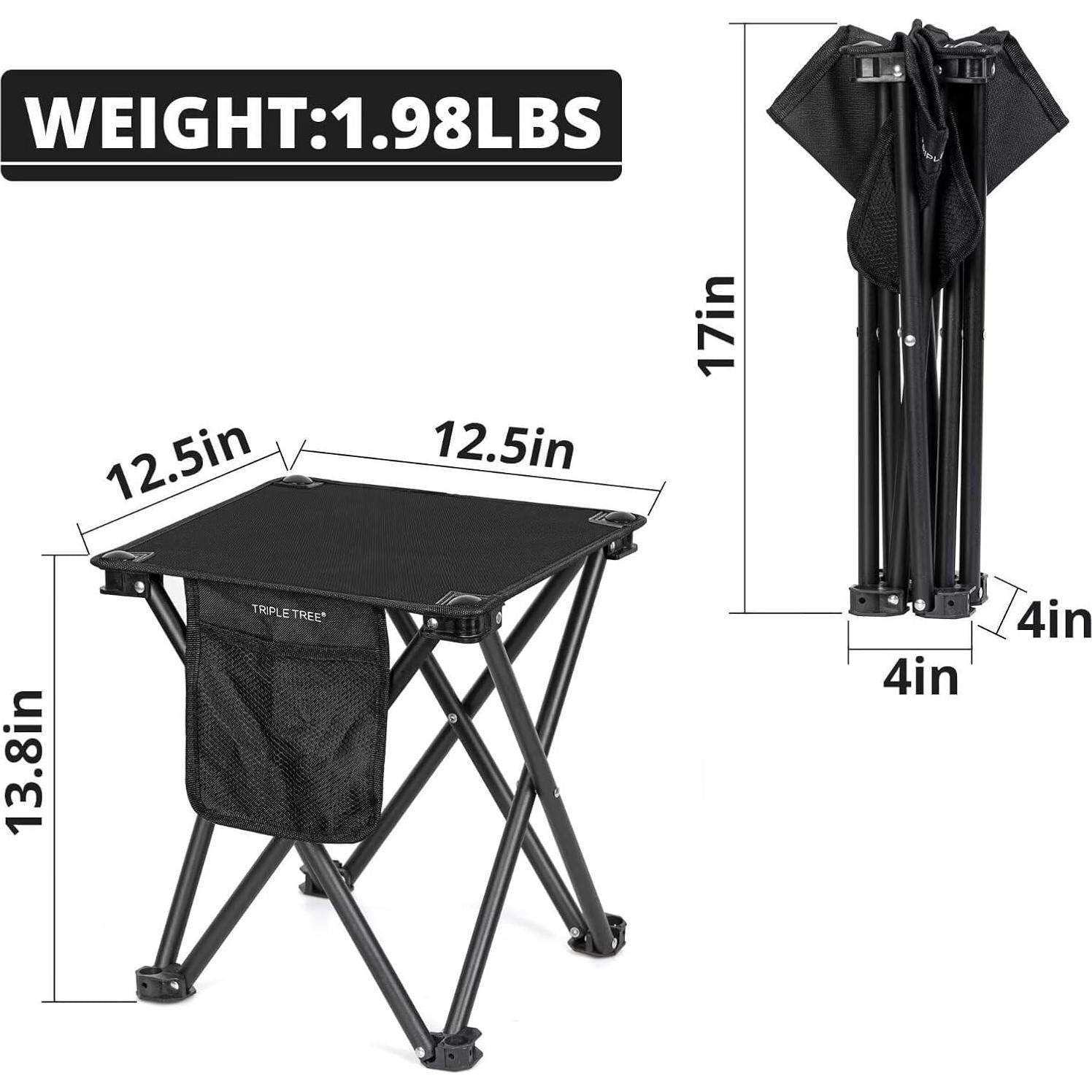Taburete Plegable de Camping Zaboro Negro 35.1 cm Soporta 181 kg