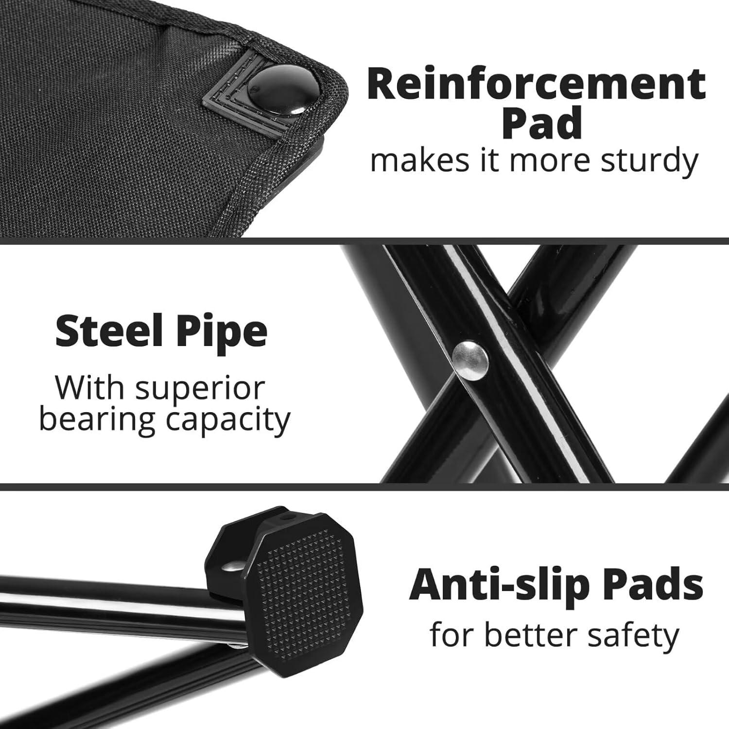 Taburete Plegable de Camping Zaboro Negro 35.1 cm Soporta 181 kg