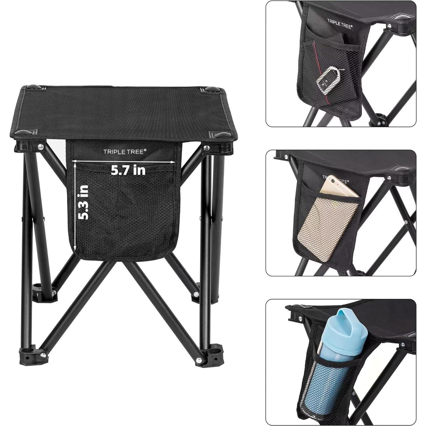 Taburete Plegable de Camping Zaboro Negro 35.1 cm Soporta 181 kg