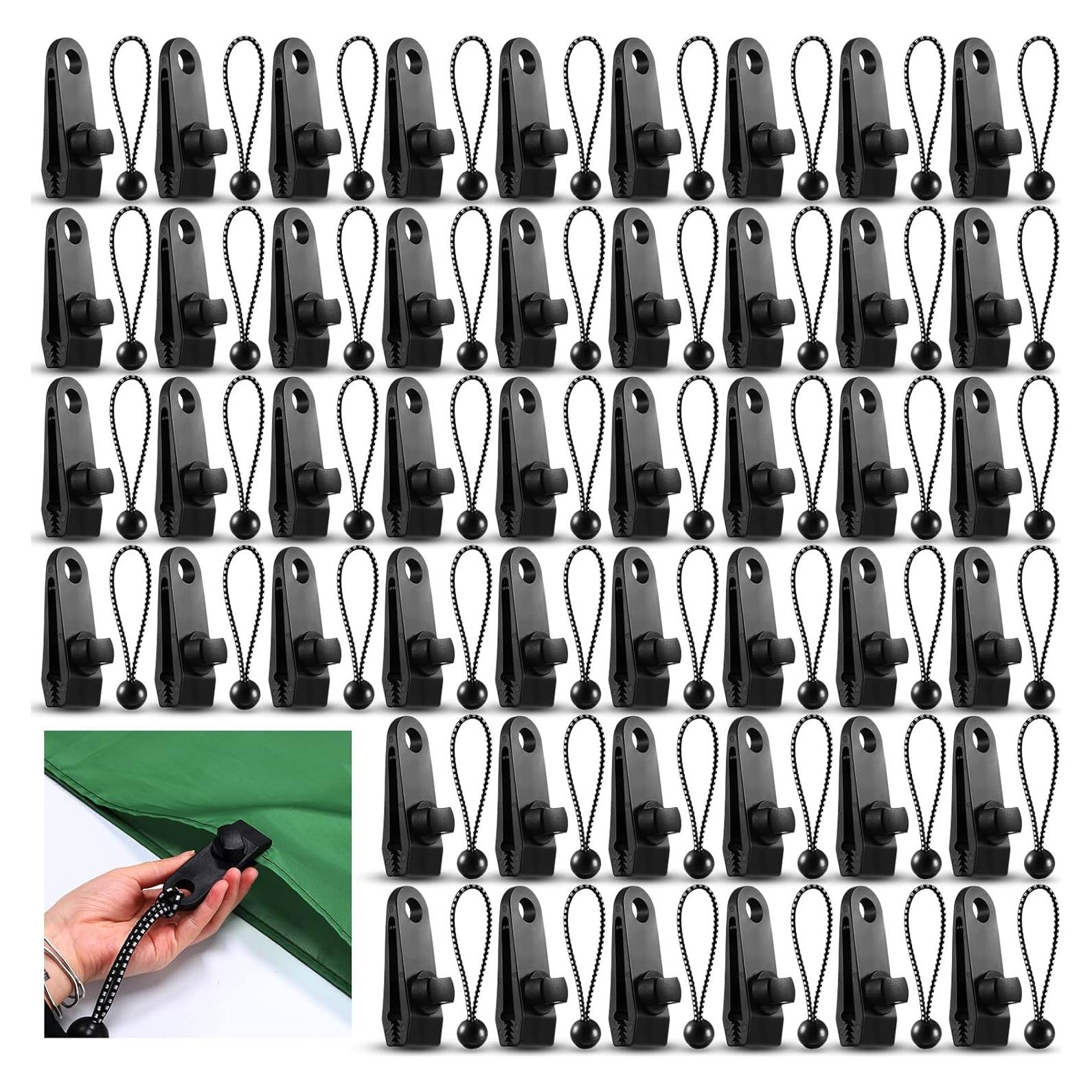 Yulejo 72 Pcs Clips de Lona y Cuerdas Bungee para Camping