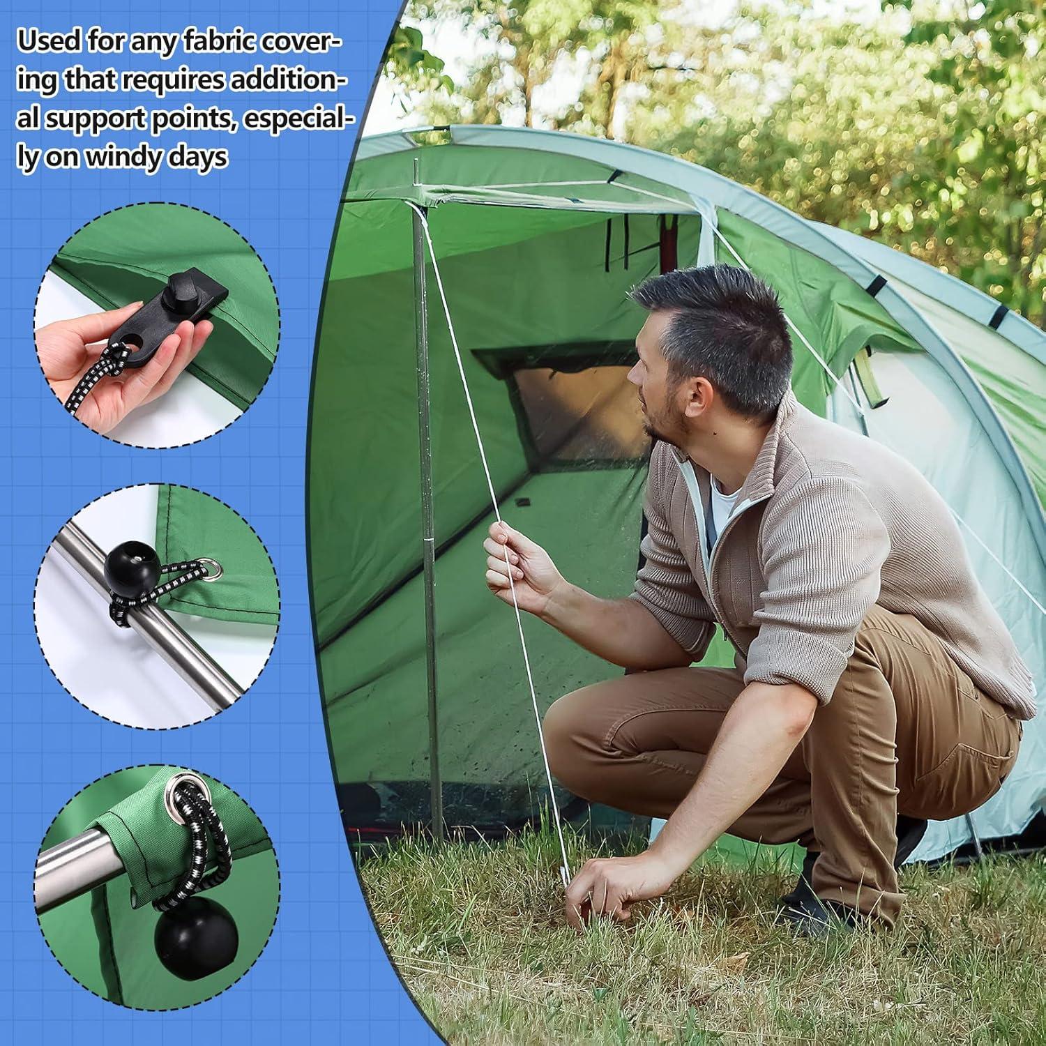 Yulejo 72 Pcs Clips de Lona y Cuerdas Bungee para Camping