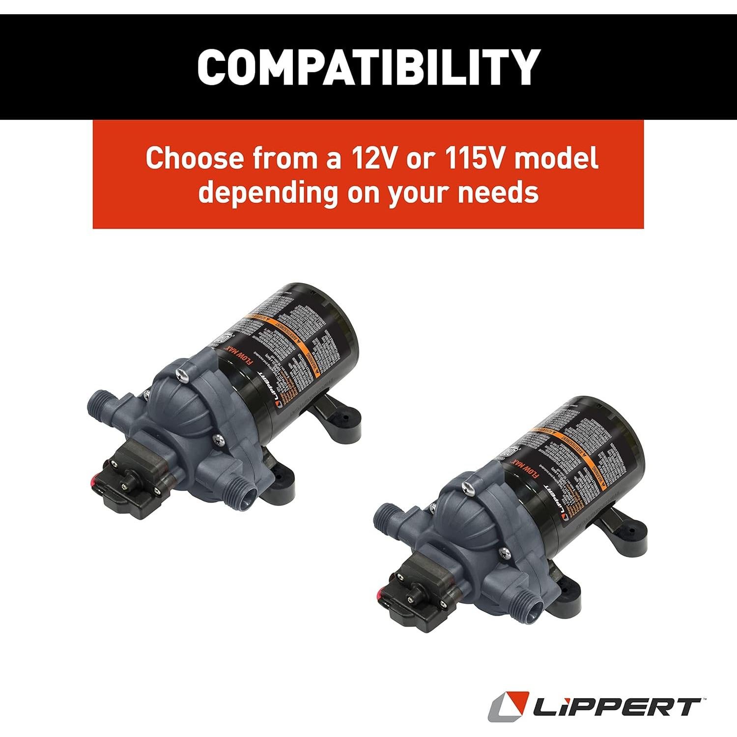 Bomba de Agua Lippert Components Flow Max 12V 11.36 LPM 50 PSI