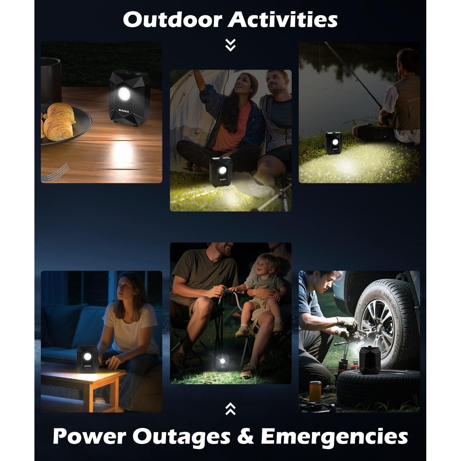 Ducha Portátil WADEO 6000mAh con Luz Camping 20L IPX8