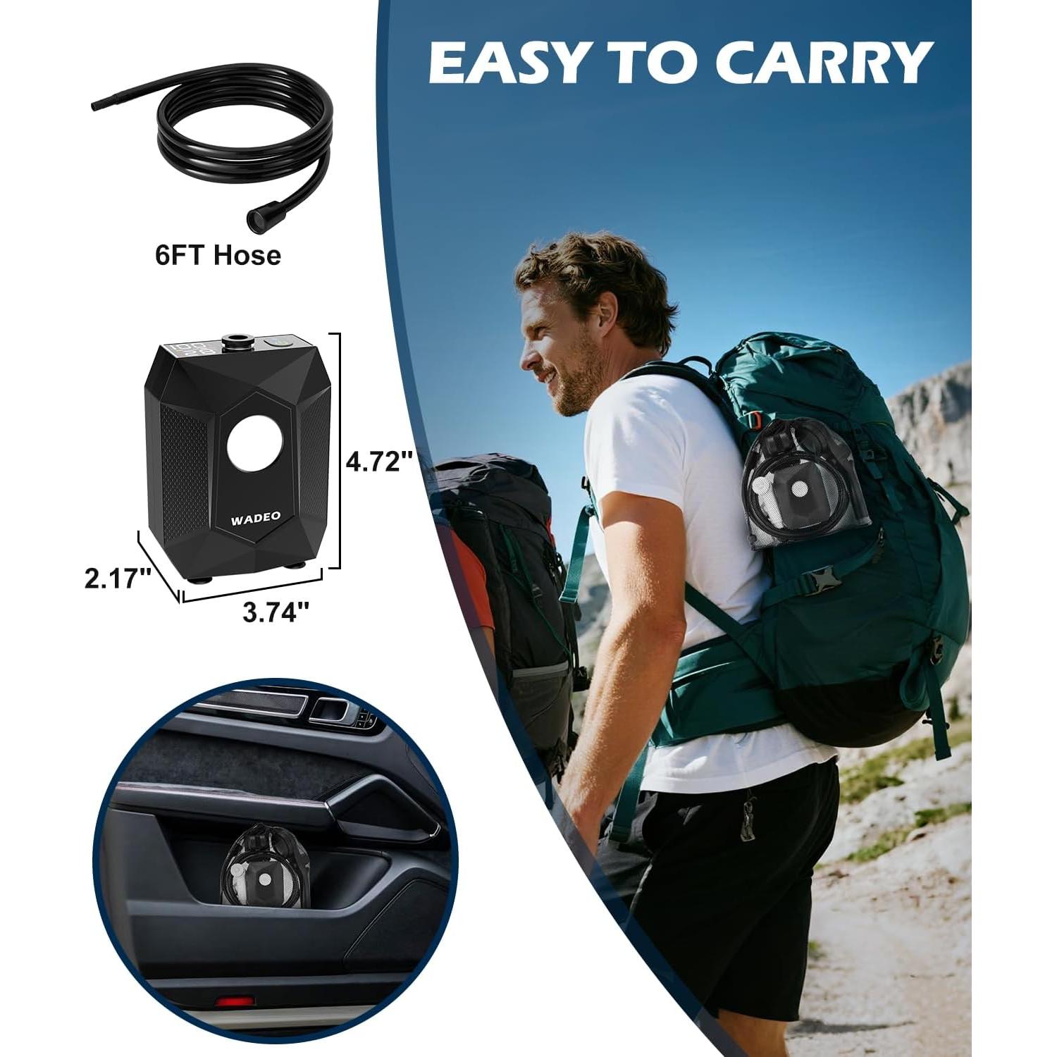 Ducha Portátil WADEO 6000mAh con Luz Camping 20L IPX8