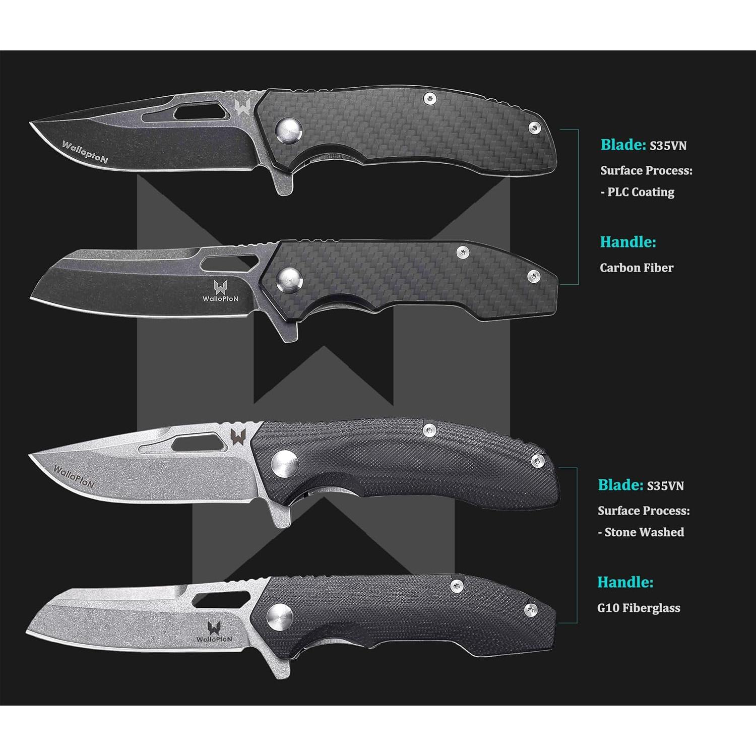 Cuchillo Plegable WALLOPTON G10 20 cm Acero S35VN Camping