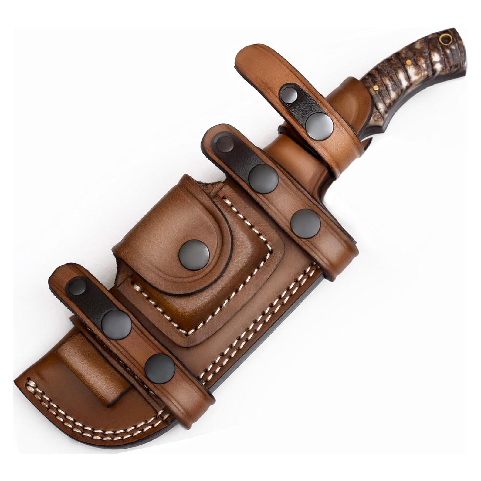 Cuchillo Tracker Ottoza D2 25.4 cm con funda de cuero